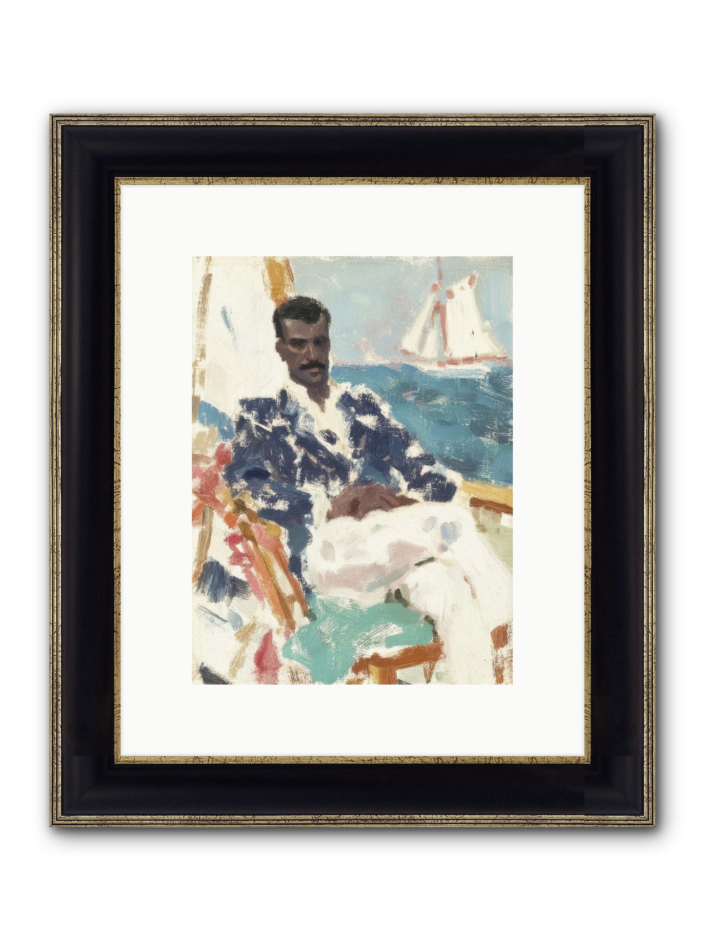 Weekend On Water Framed Print - Black & Gold 9x12