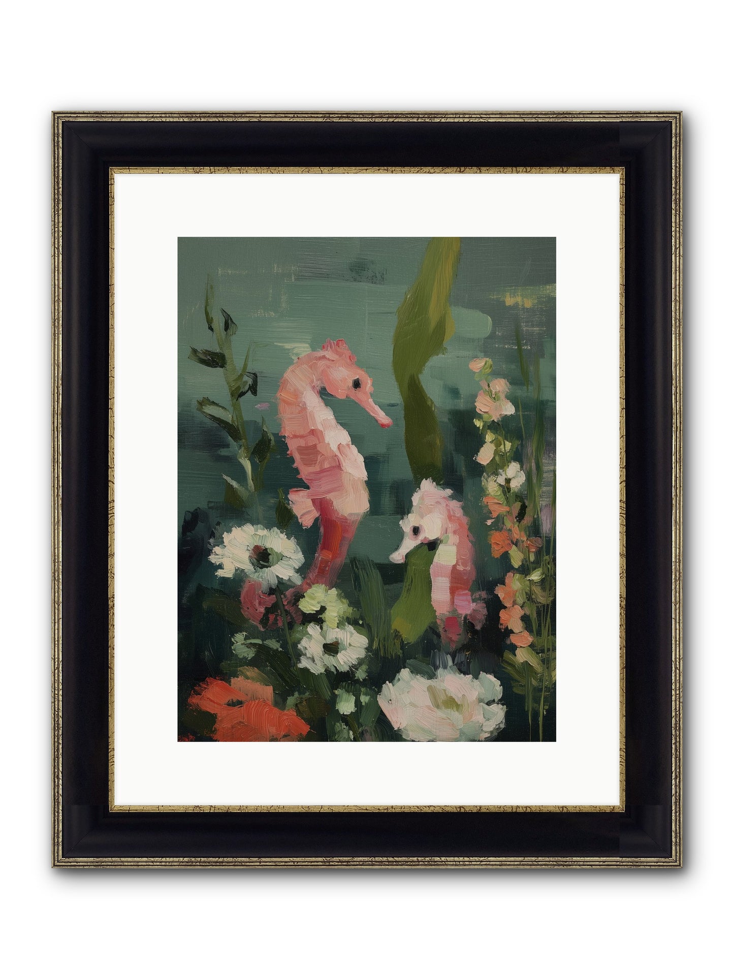Weightless Contemplation Framed Print - Black & Gold 12x16