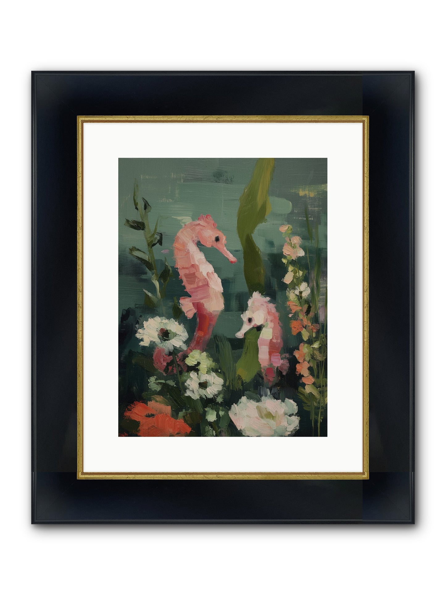 Weightless Contemplation Framed Print - Wide Black w/Gold 12x16