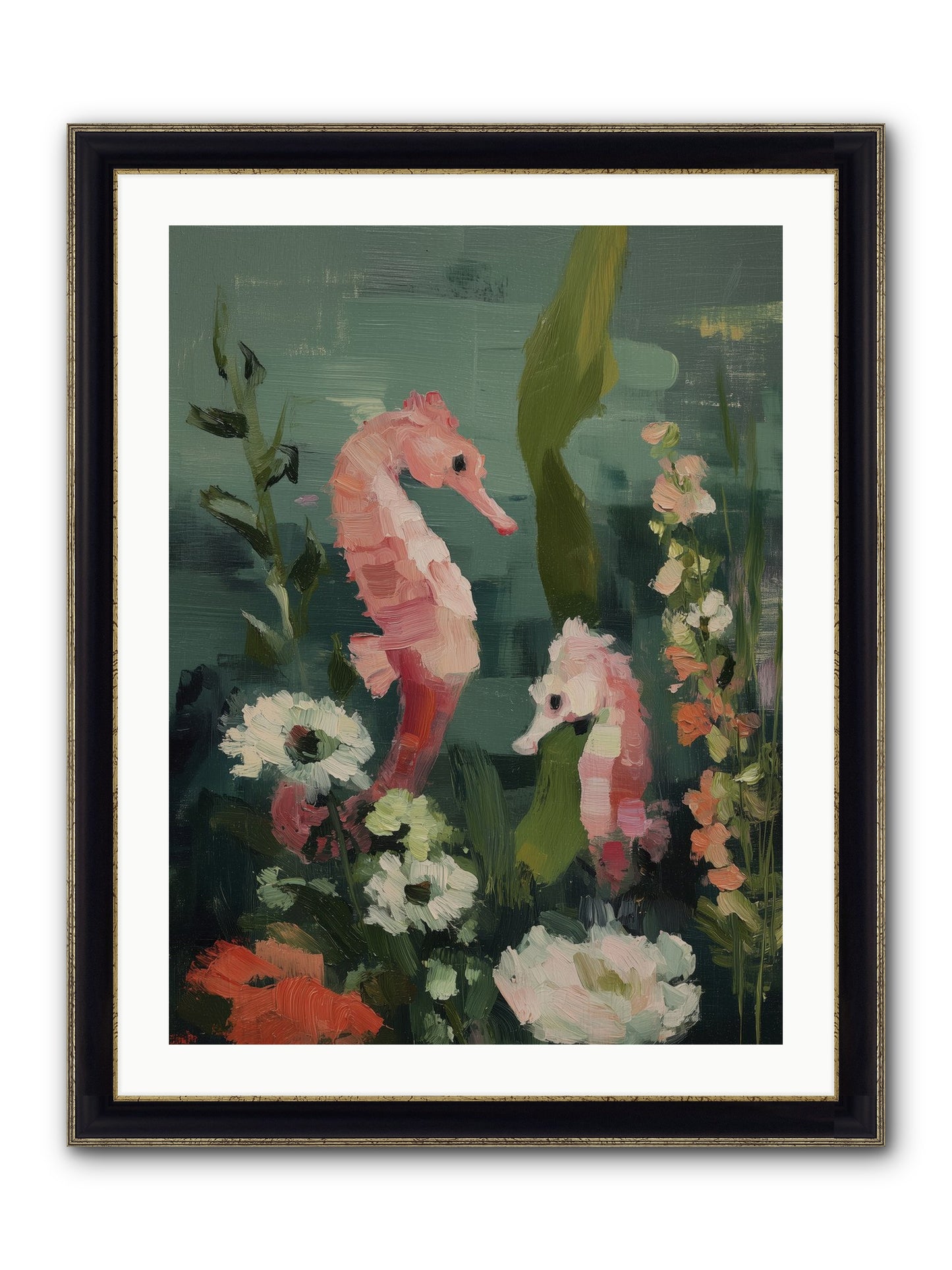 Weightless Contemplation Framed Print - Black & Gold 24x32
