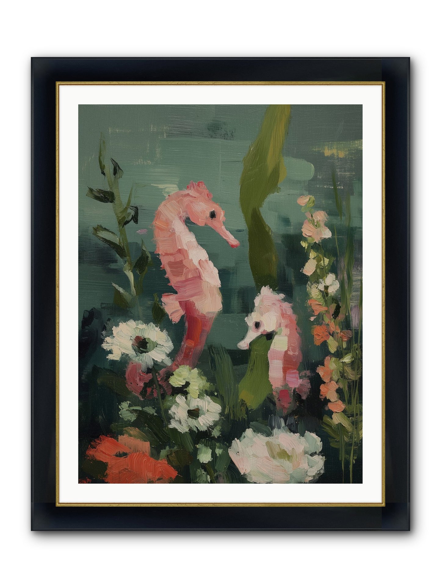Weightless Contemplation Framed Print - Wide Black w/Gold 30x40
