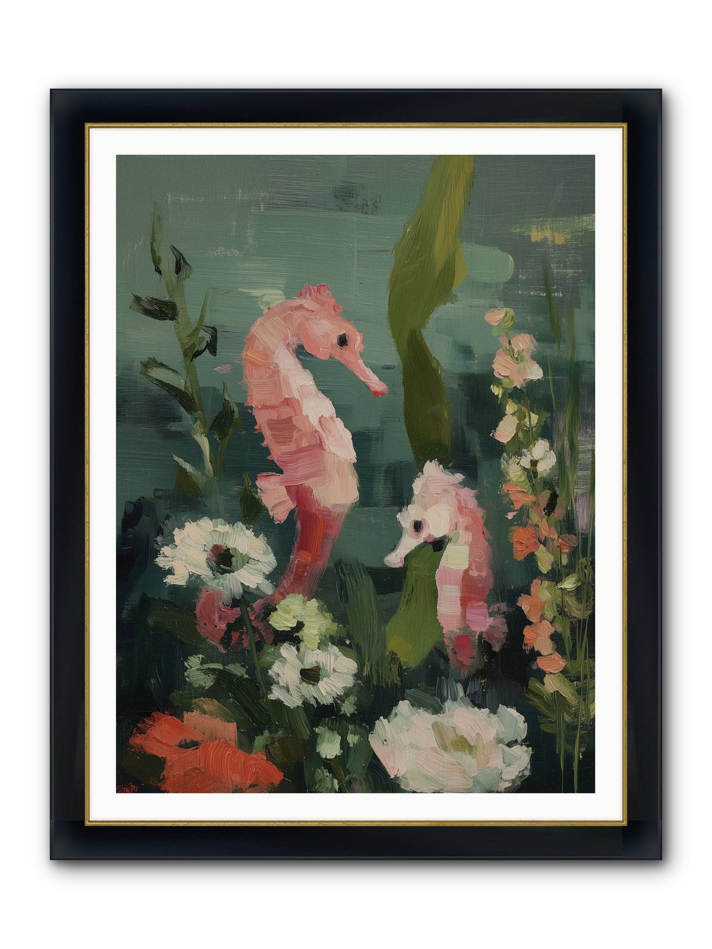 Weightless Contemplation Framed Print - Wide Black w/Gold 36x48
