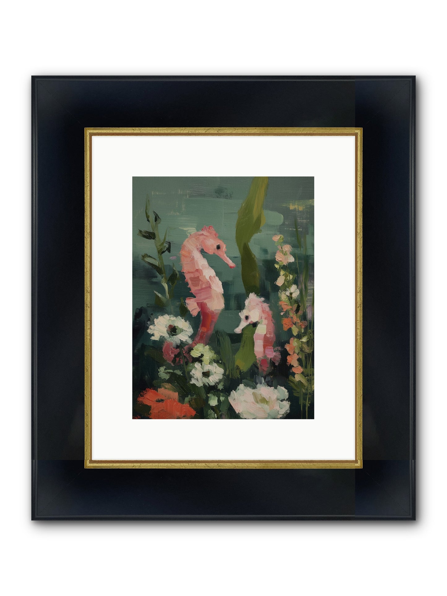 Weightless Contemplation Framed Print - Wide Black w/Gold 9x12