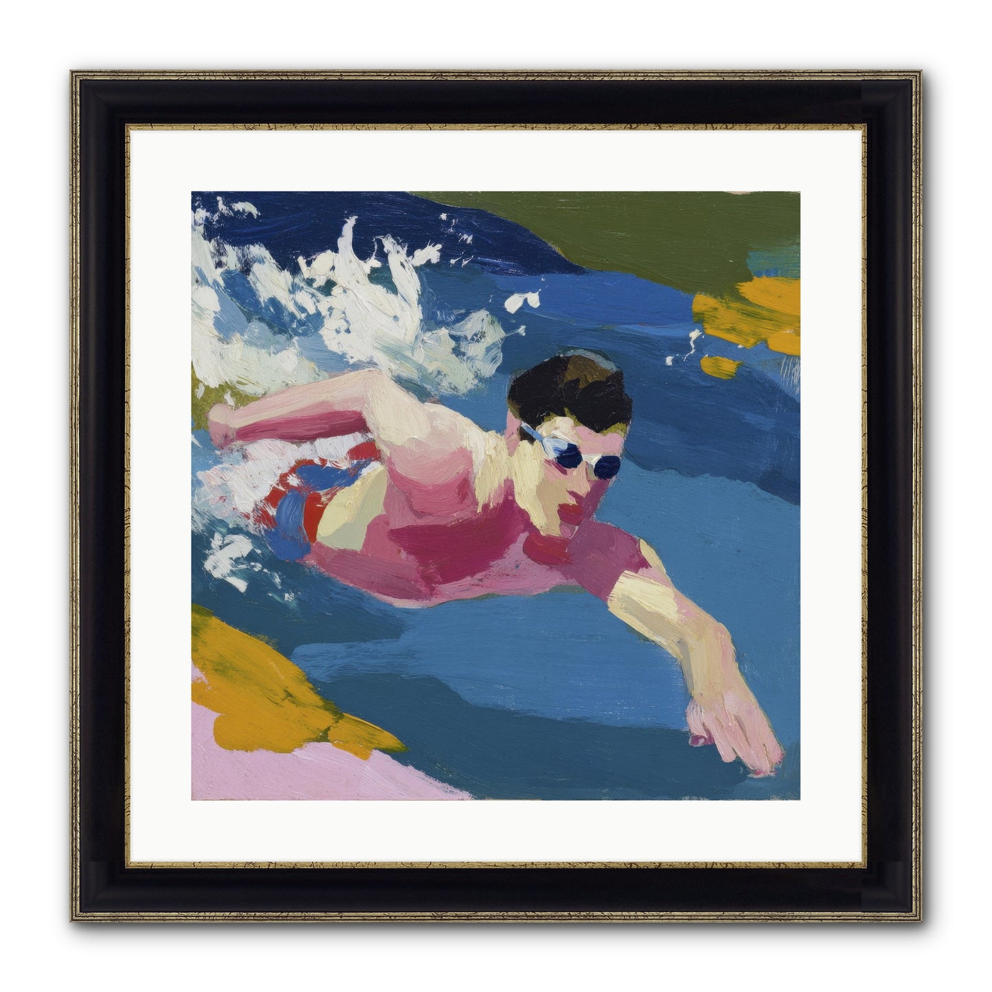 Weightless Hour Framed Print - Black & Gold 20x20