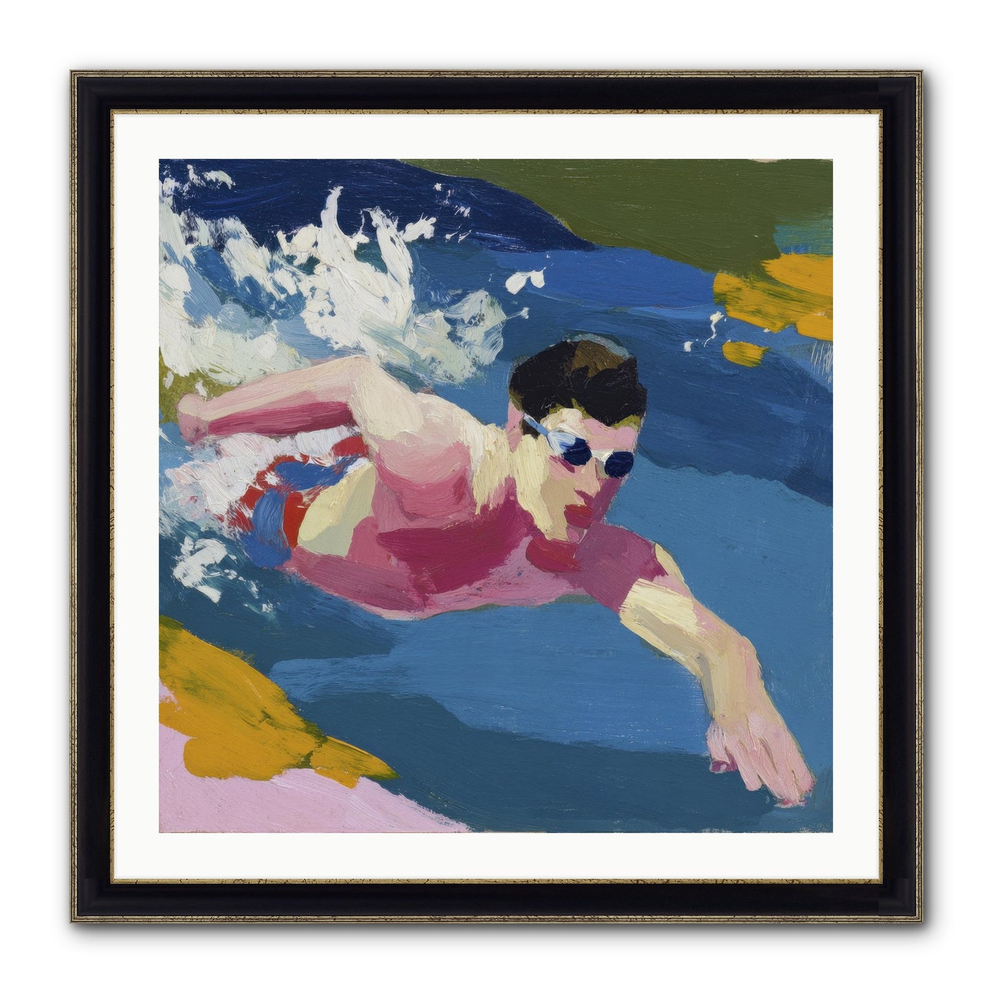Weightless Hour Framed Print - Black & Gold 30x30