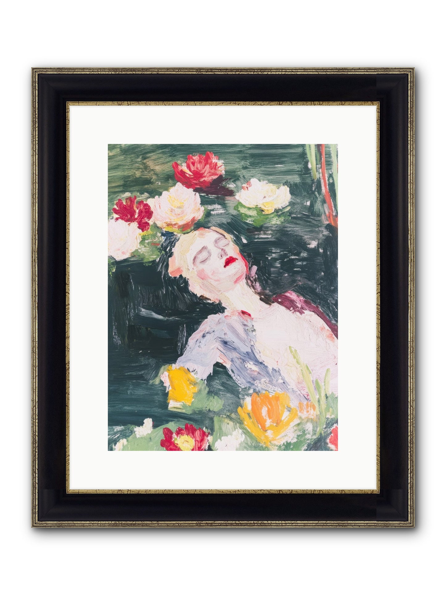 Weightless In Bloom Framed Print - Black & Gold 12x16