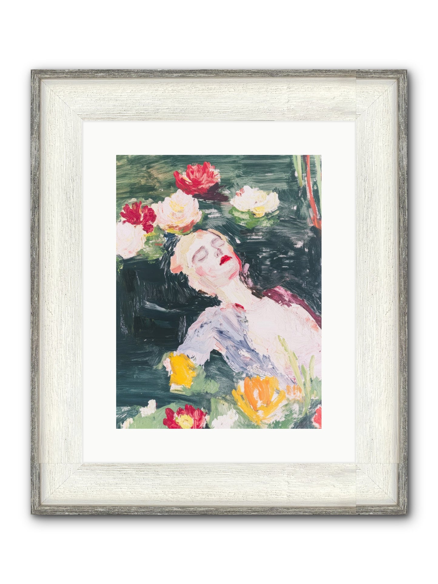 Weightless In Bloom Framed Print - Driftwood White 12x16