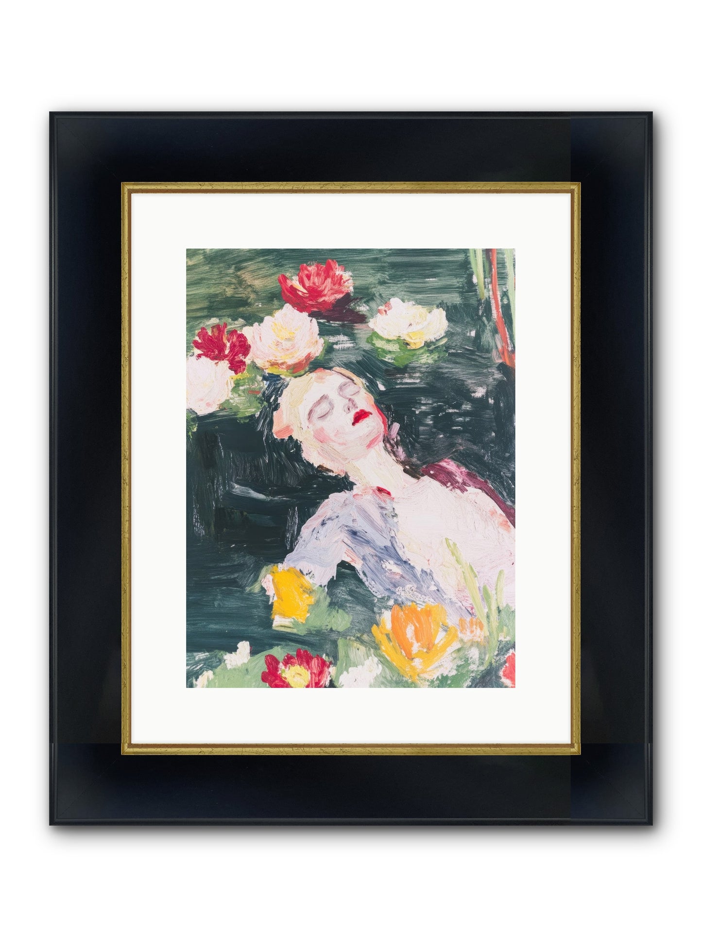 Weightless In Bloom Framed Print - Wide Black w/Gold 12x16