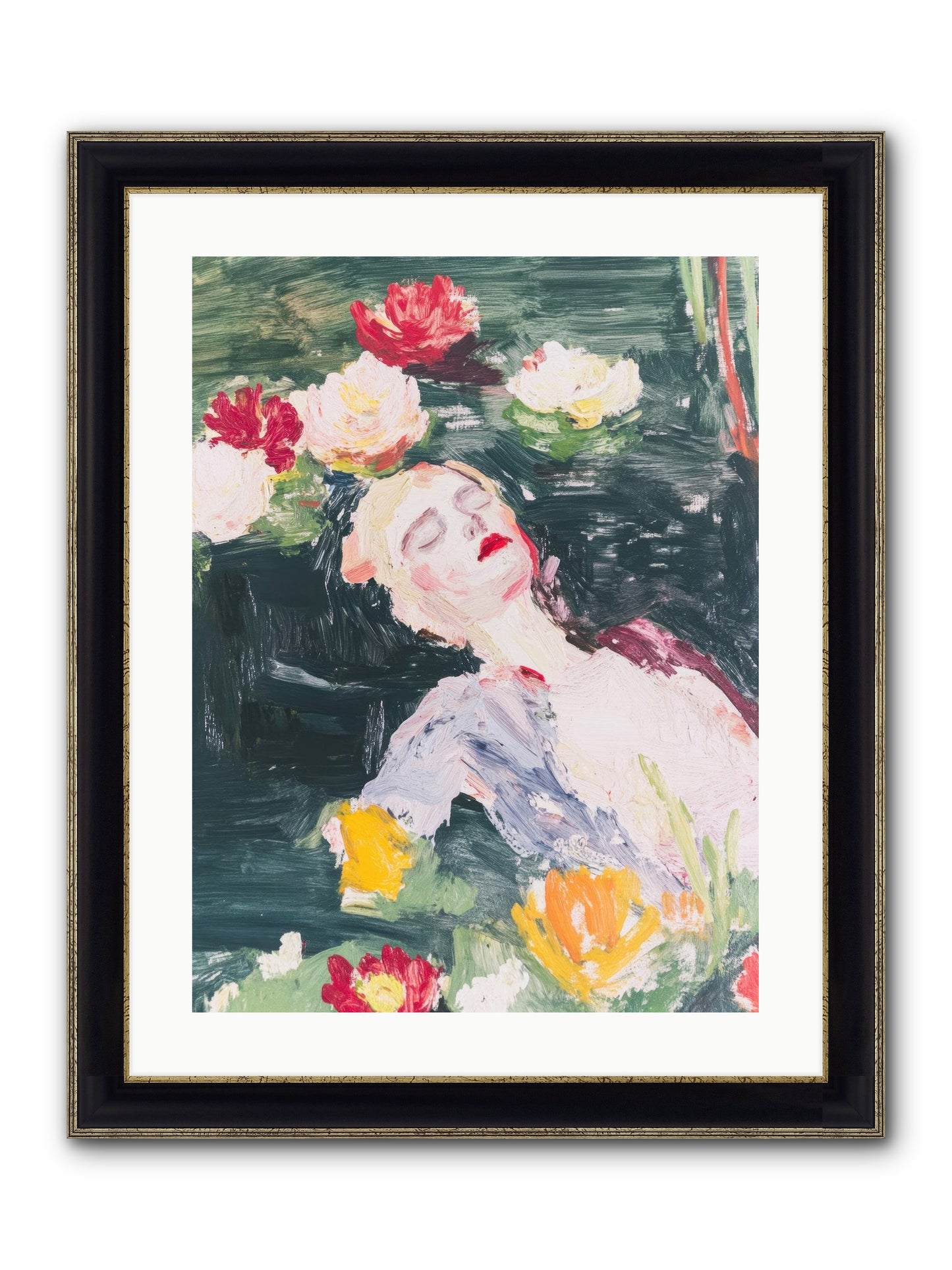 Weightless In Bloom Framed Print - Black & Gold 18x24
