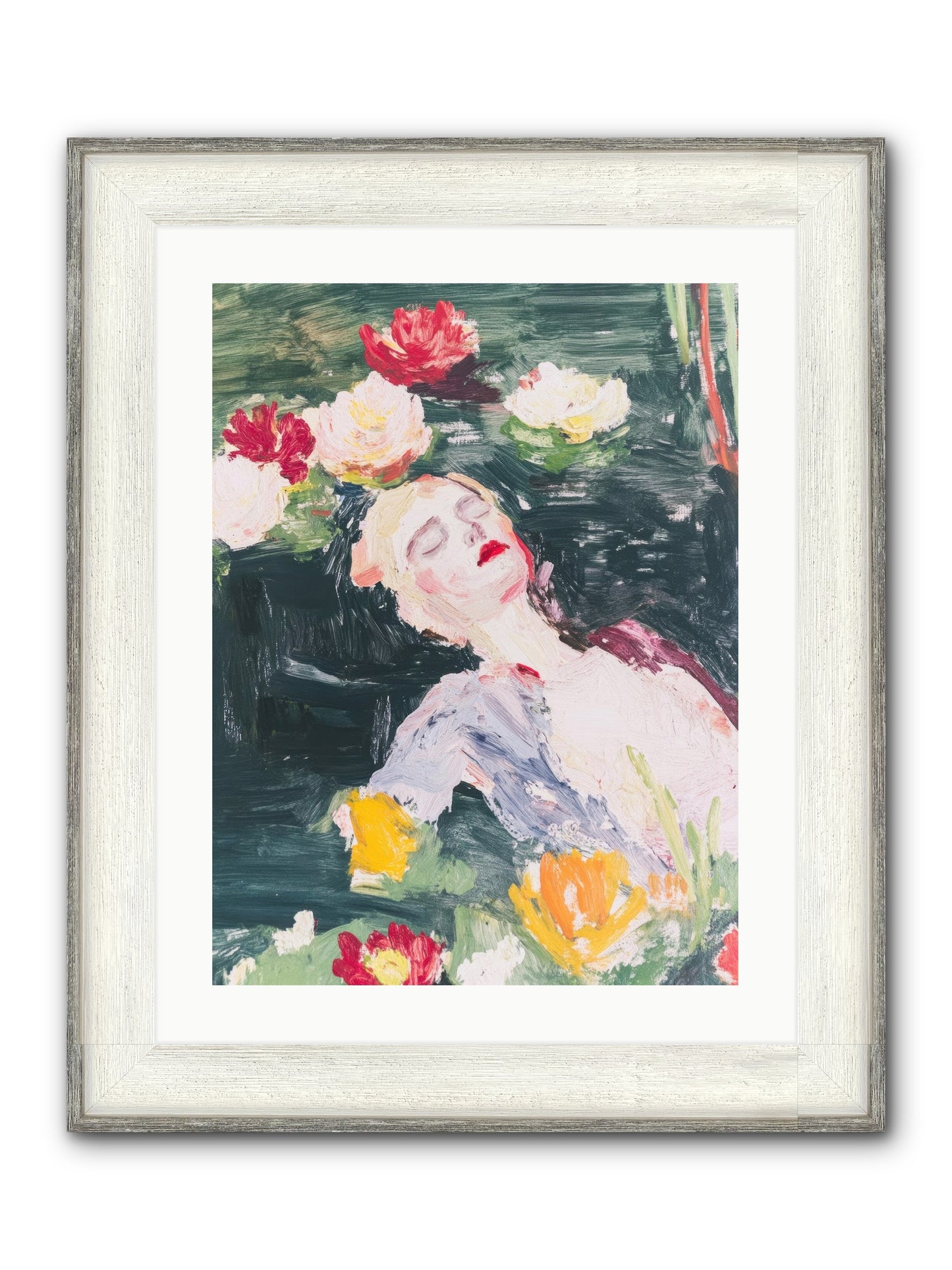 Weightless In Bloom Framed Print - Driftwood White 18x24