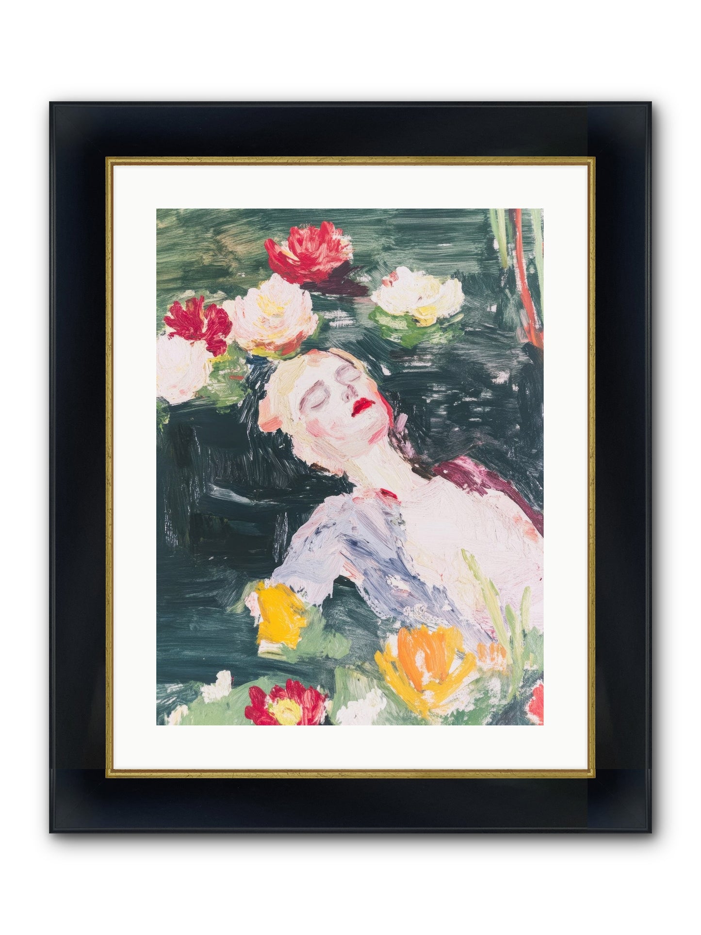 Weightless In Bloom Framed Print - Wide Black w/Gold 18x24