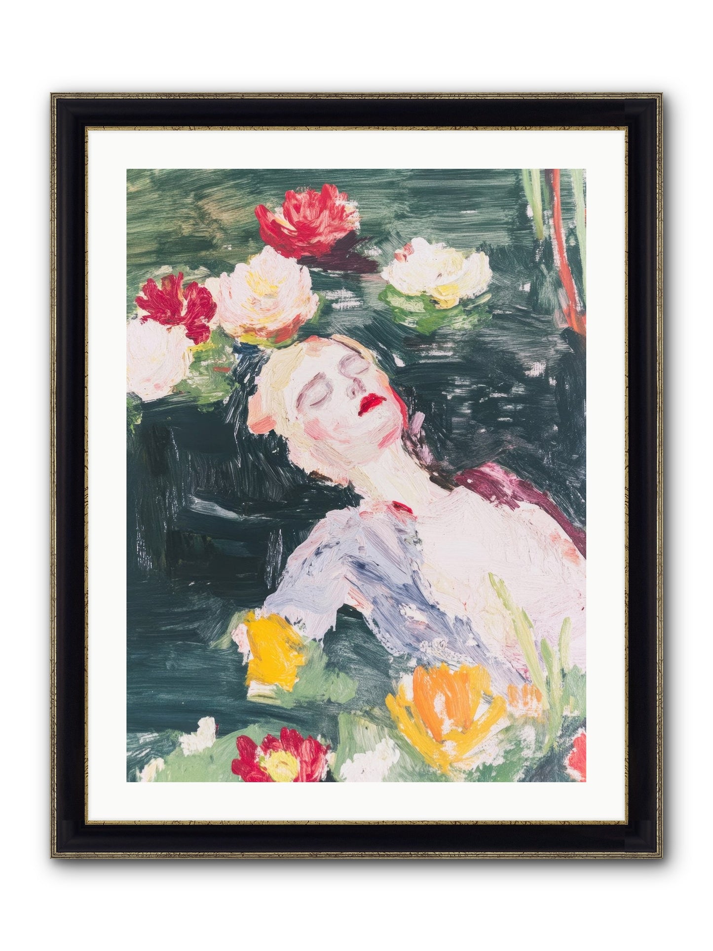 Weightless In Bloom Framed Print - Black & Gold 24x32