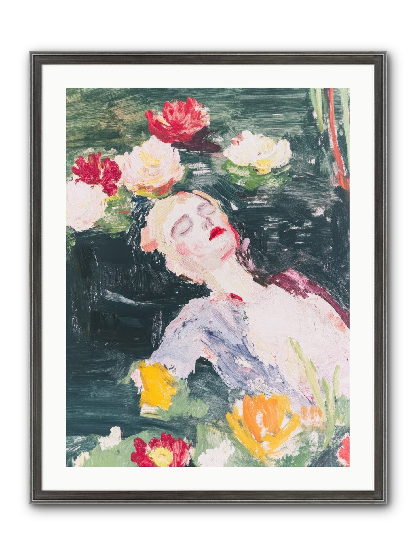 Weightless In Bloom Framed Print - Slimwoods Black/Silver 24x32