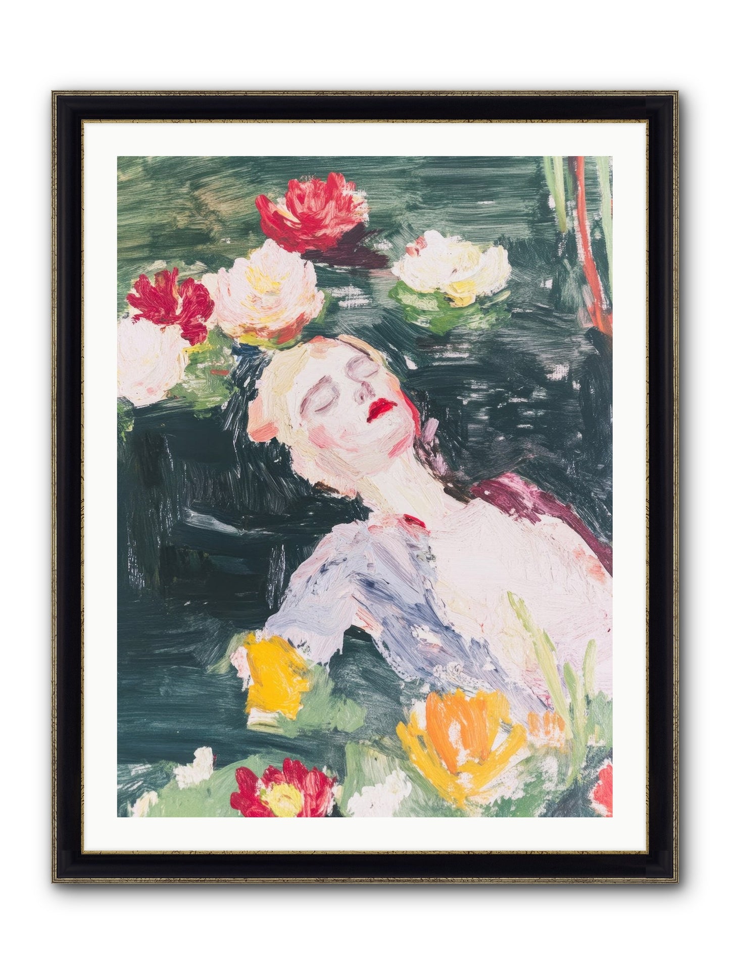 Weightless In Bloom Framed Print - Black & Gold 30x40