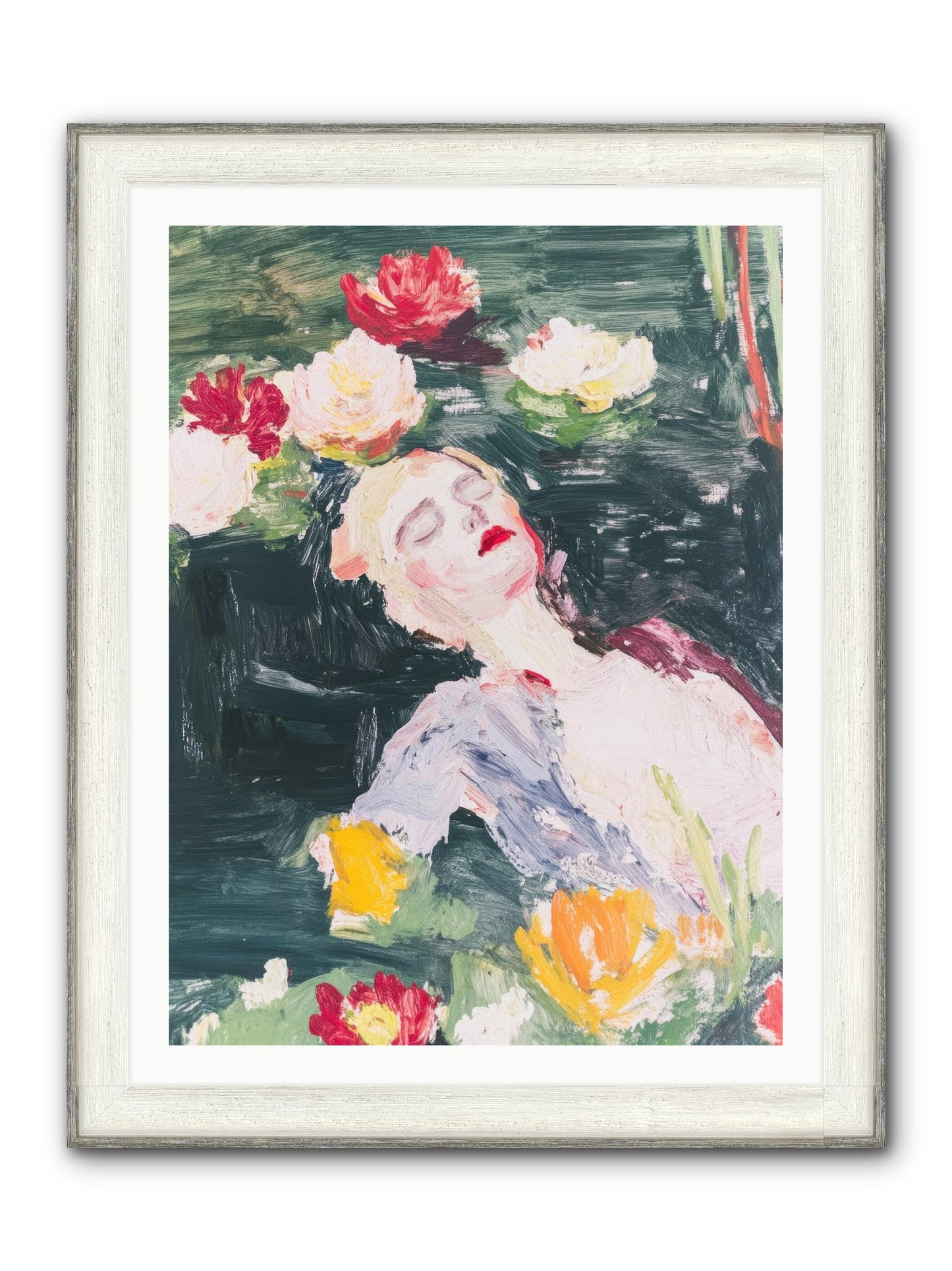 Weightless In Bloom Framed Print - Driftwood White 30x40