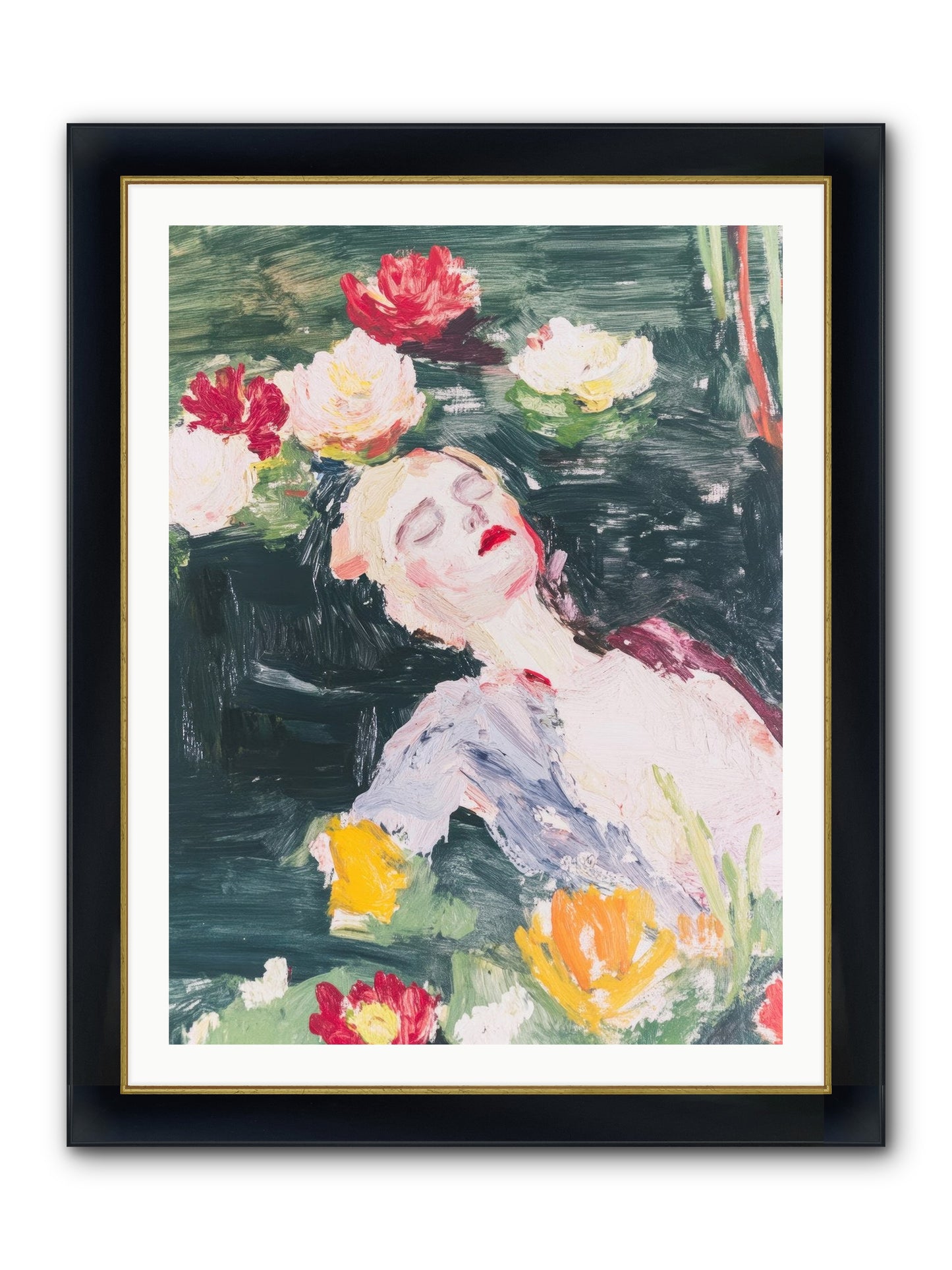 Weightless In Bloom Framed Print - Wide Black w/Gold 30x40