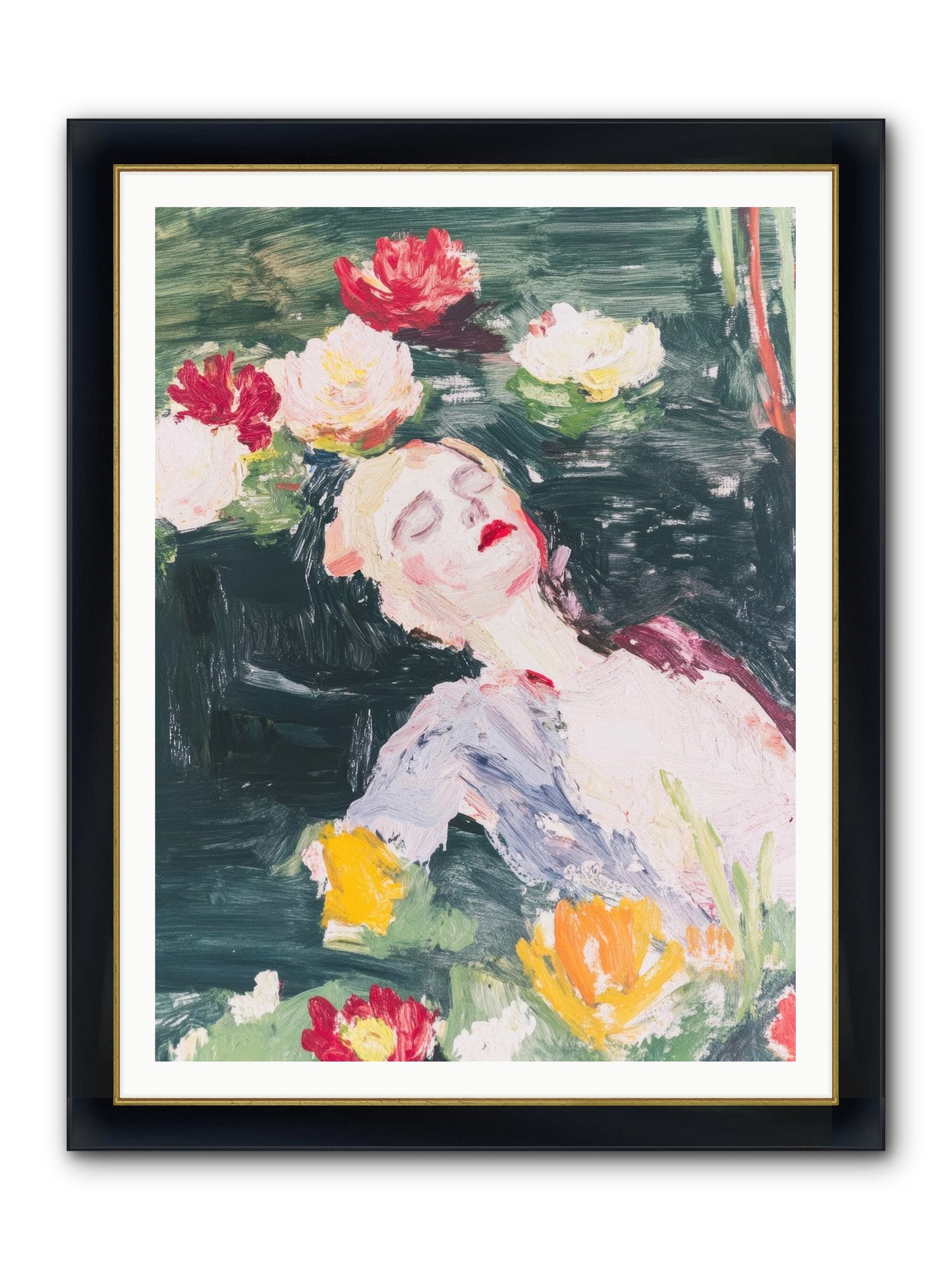 Weightless In Bloom Framed Print - Wide Black w/Gold 36x48
