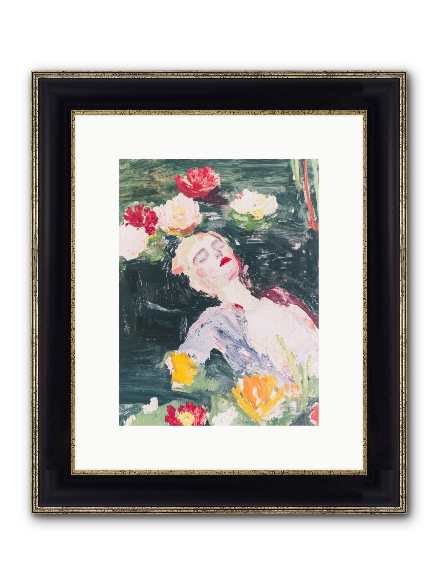 Weightless In Bloom Framed Print - Black & Gold 9x12