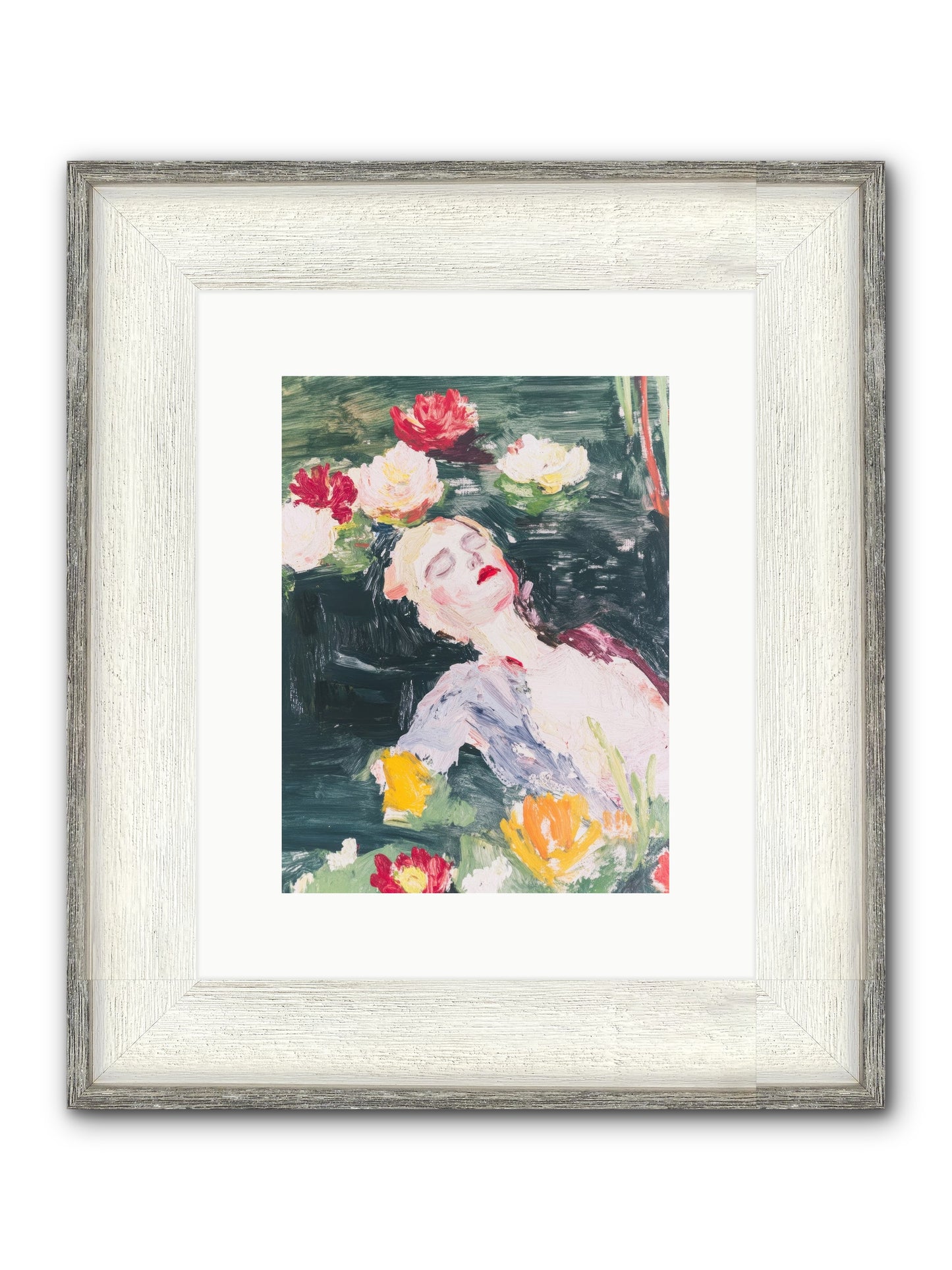 Weightless In Bloom Framed Print - Driftwood White 9x12