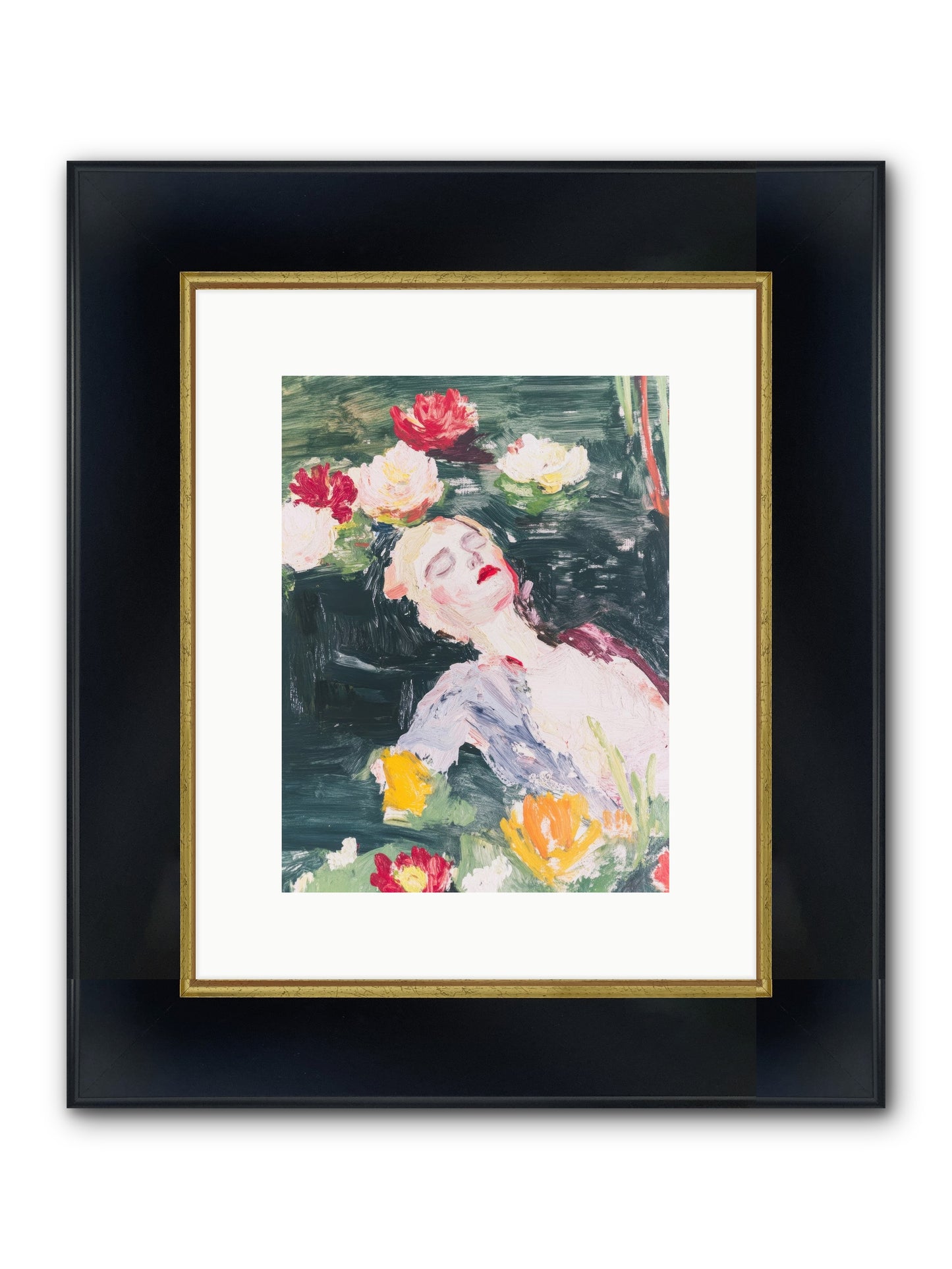 Weightless In Bloom Framed Print - Wide Black w/Gold 9x12