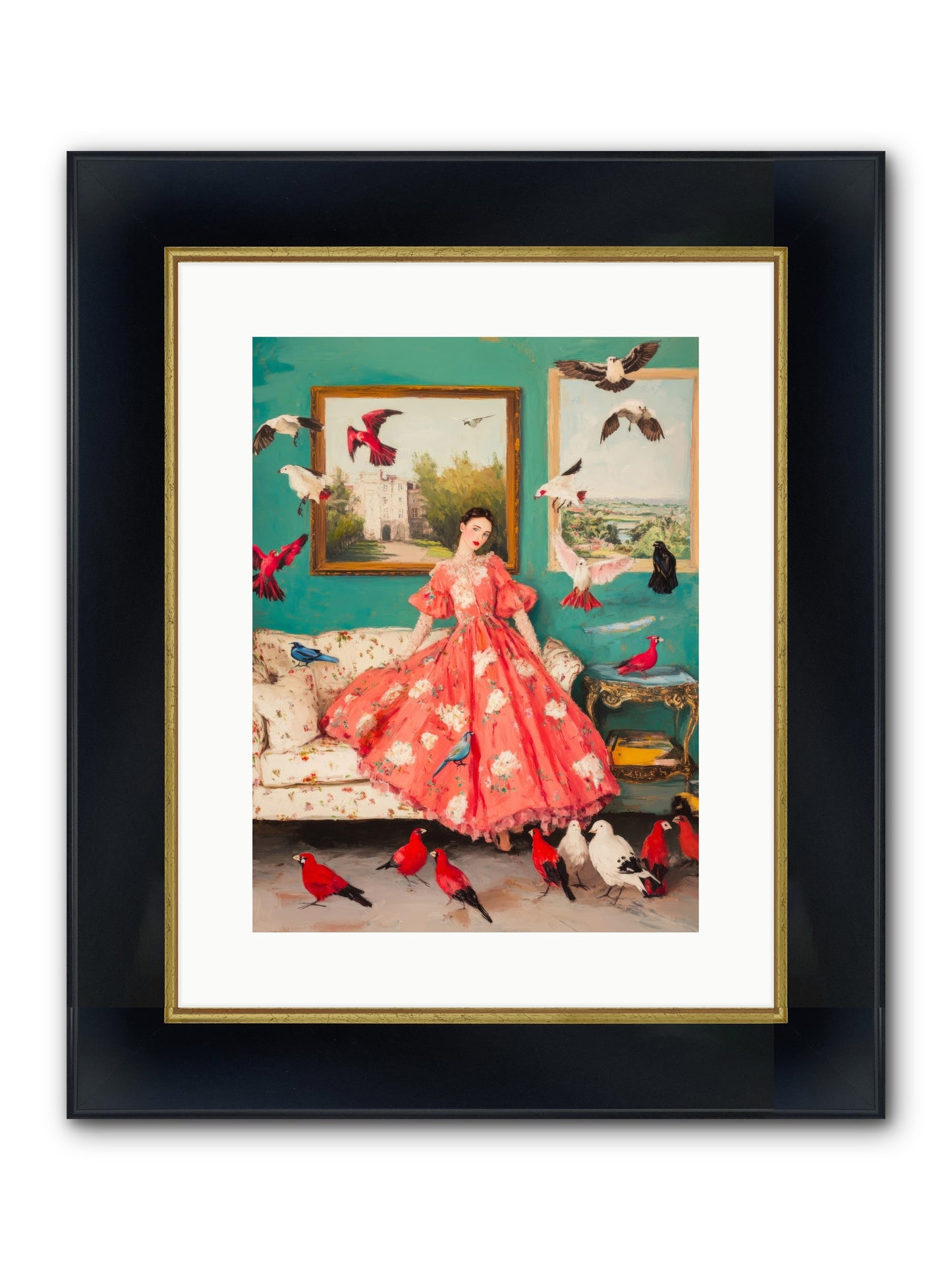Well-Mannered Flight Framed Print - Wide Black w/Gold 12x16