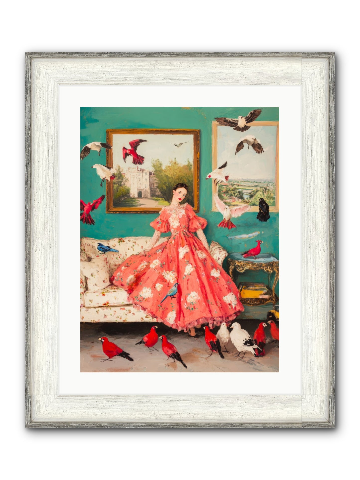 Well-Mannered Flight Framed Print - Driftwood White 18x24