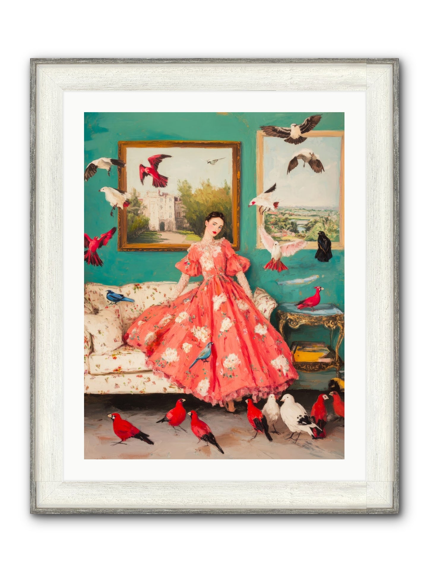 Well-Mannered Flight Framed Print - Driftwood White 24x32