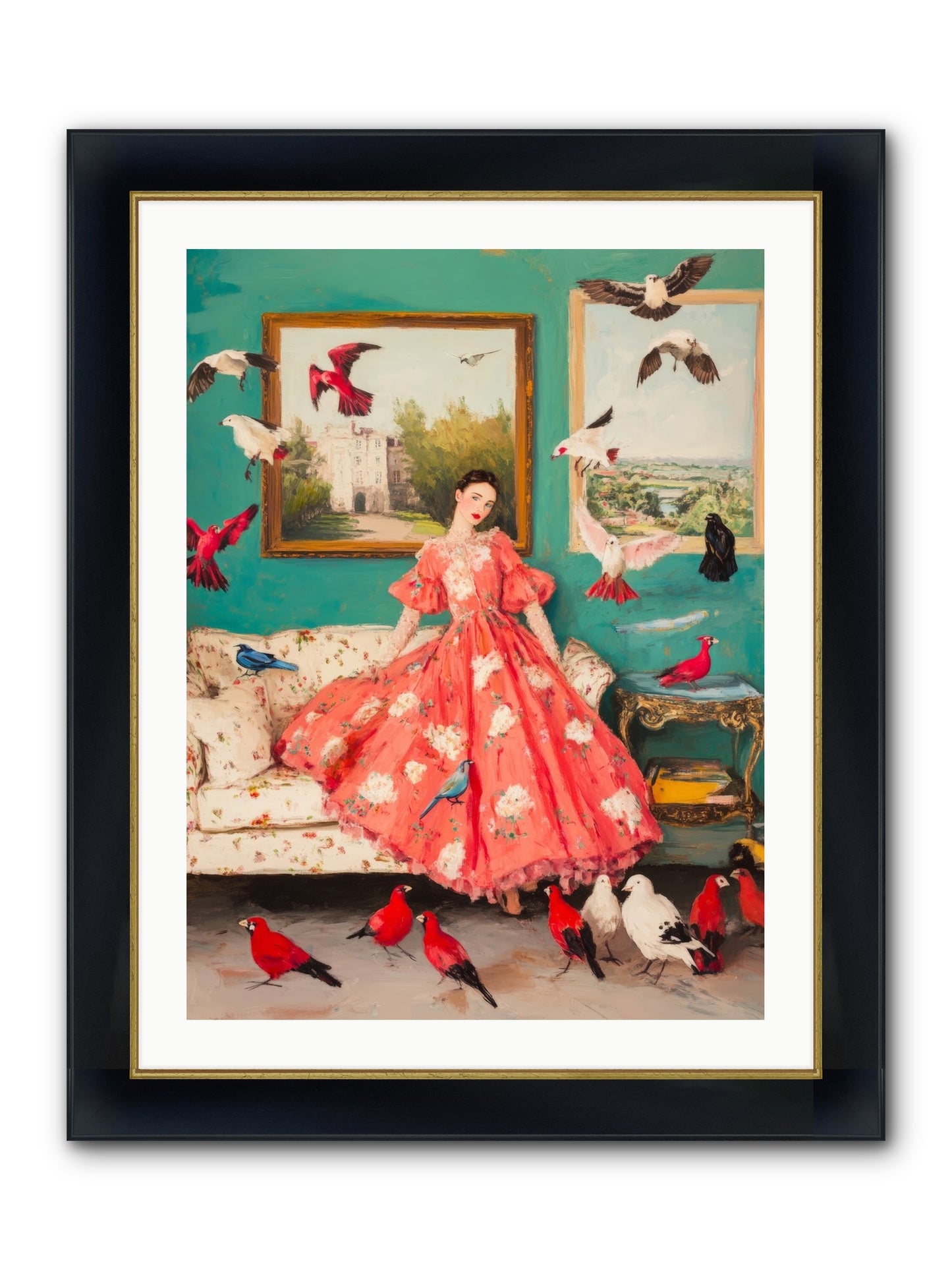 Well-Mannered Flight Framed Print - Wide Black w/Gold 24x32