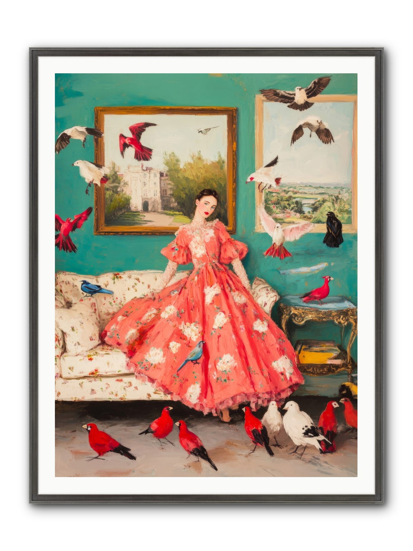 Well-Mannered Flight Framed Print - Slimwoods Black/Silver 36x48