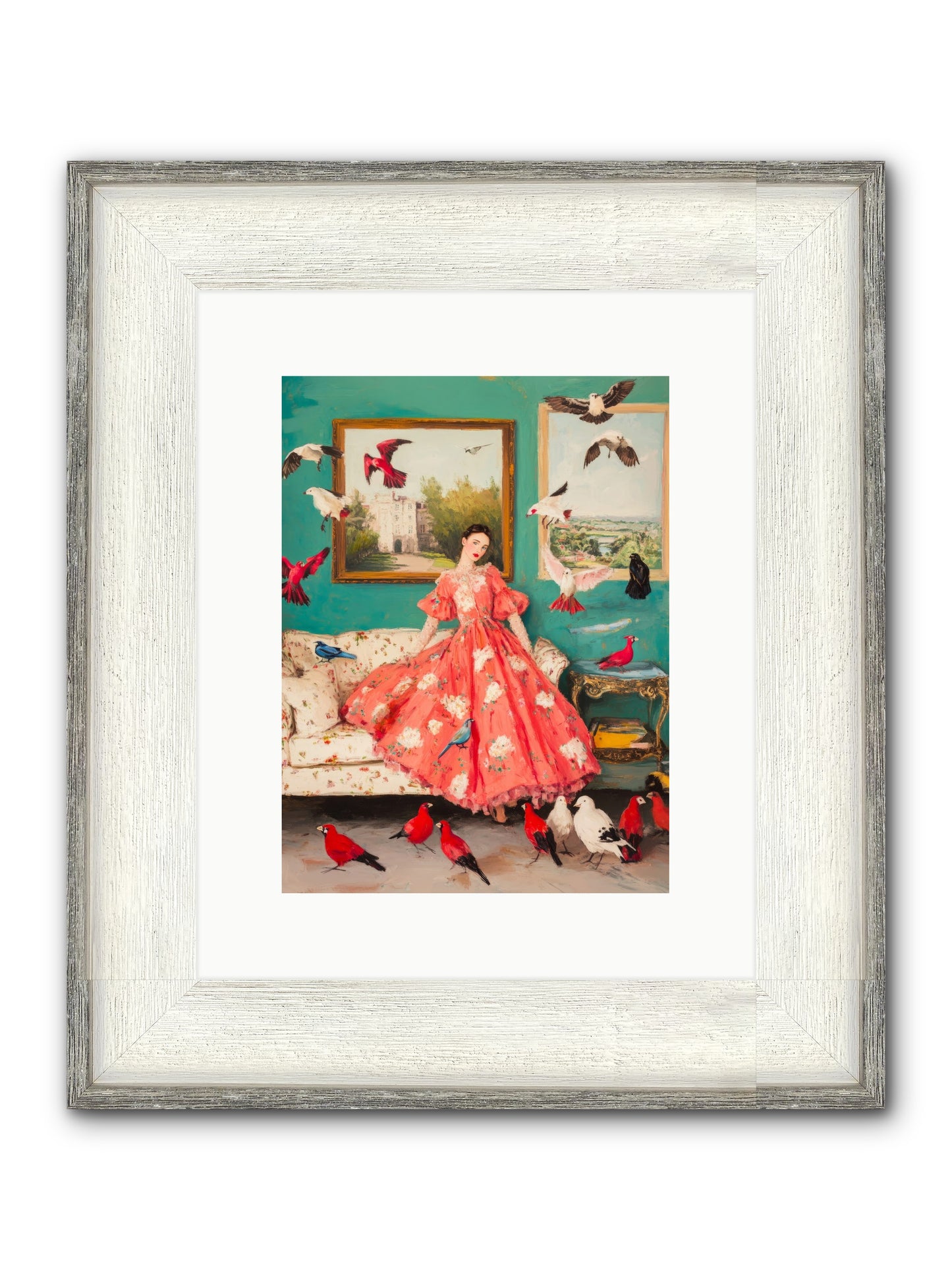 Well-Mannered Flight Framed Print - Driftwood White 9x12