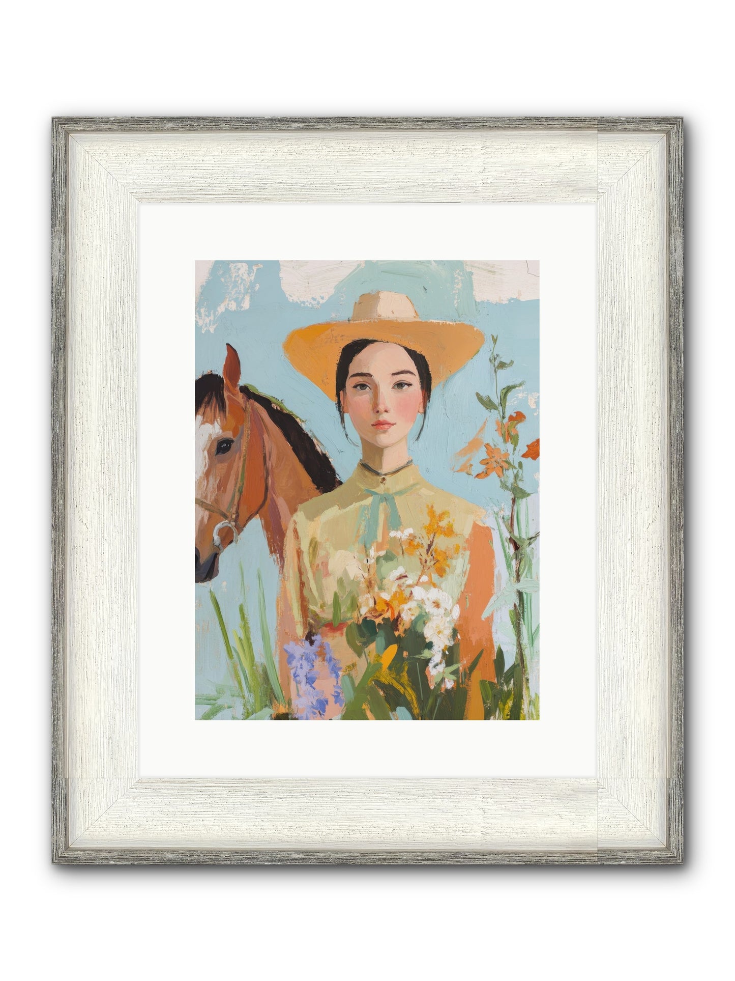 Western Mosaic Framed Print - Driftwood White 12x16