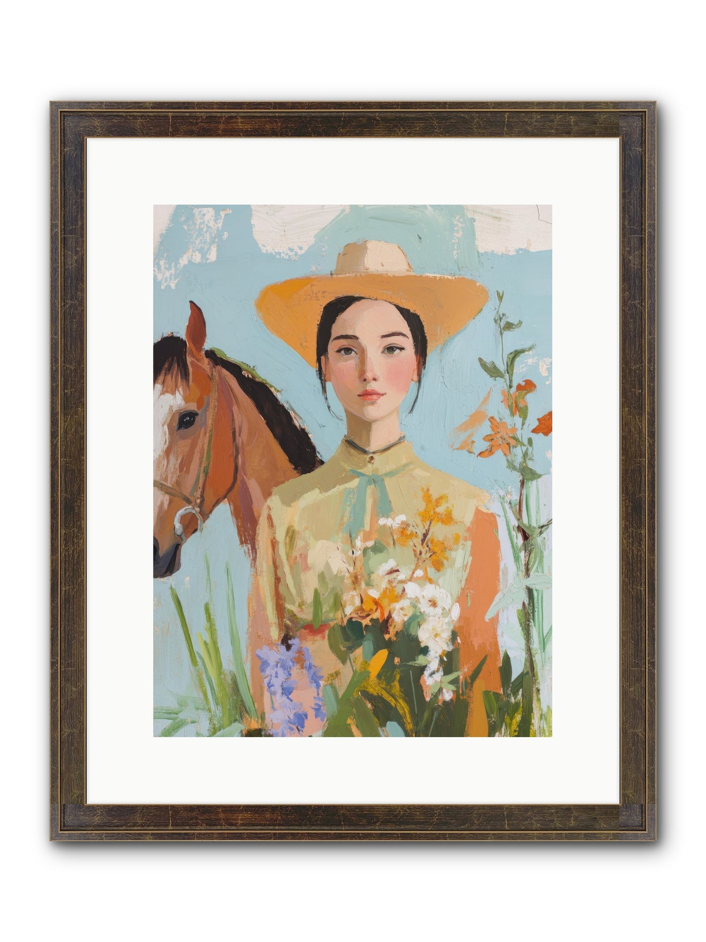 Western Mosaic Framed Print - Slimwoods Black/Gold 12x16