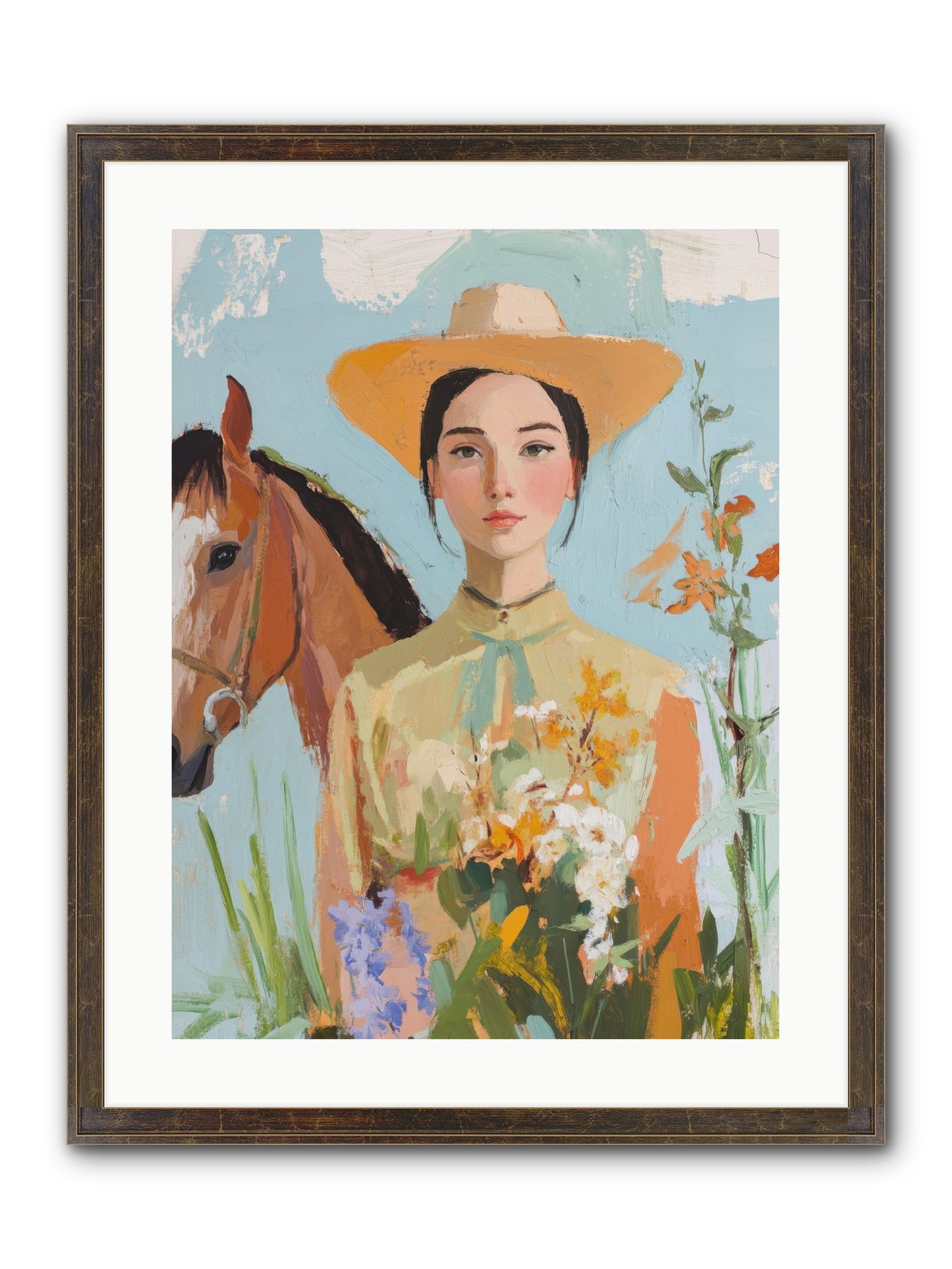 Western Mosaic Framed Print - Slimwoods Black/Gold 18x24