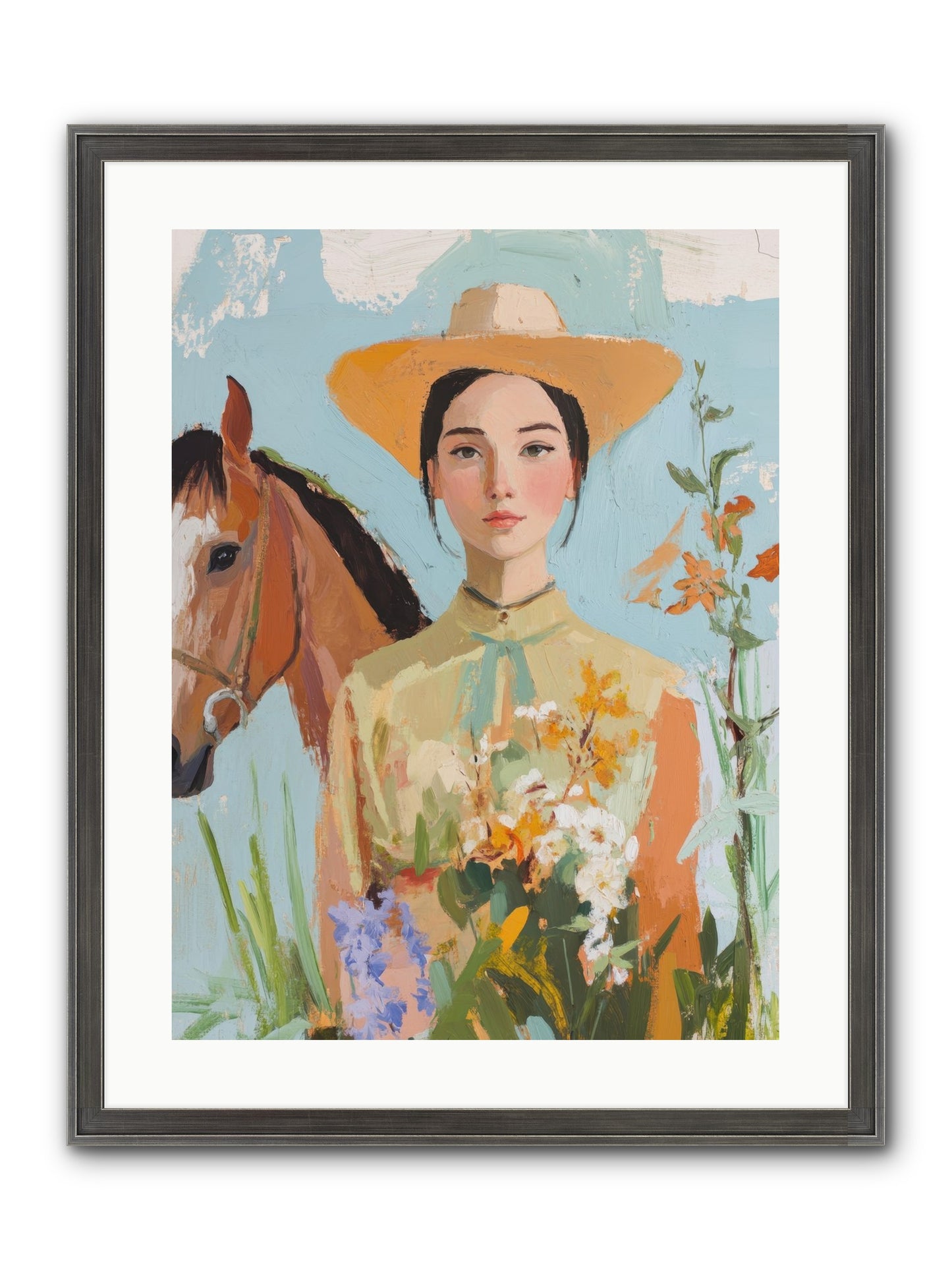 Western Mosaic Framed Print - Slimwoods Black/Silver 18x24