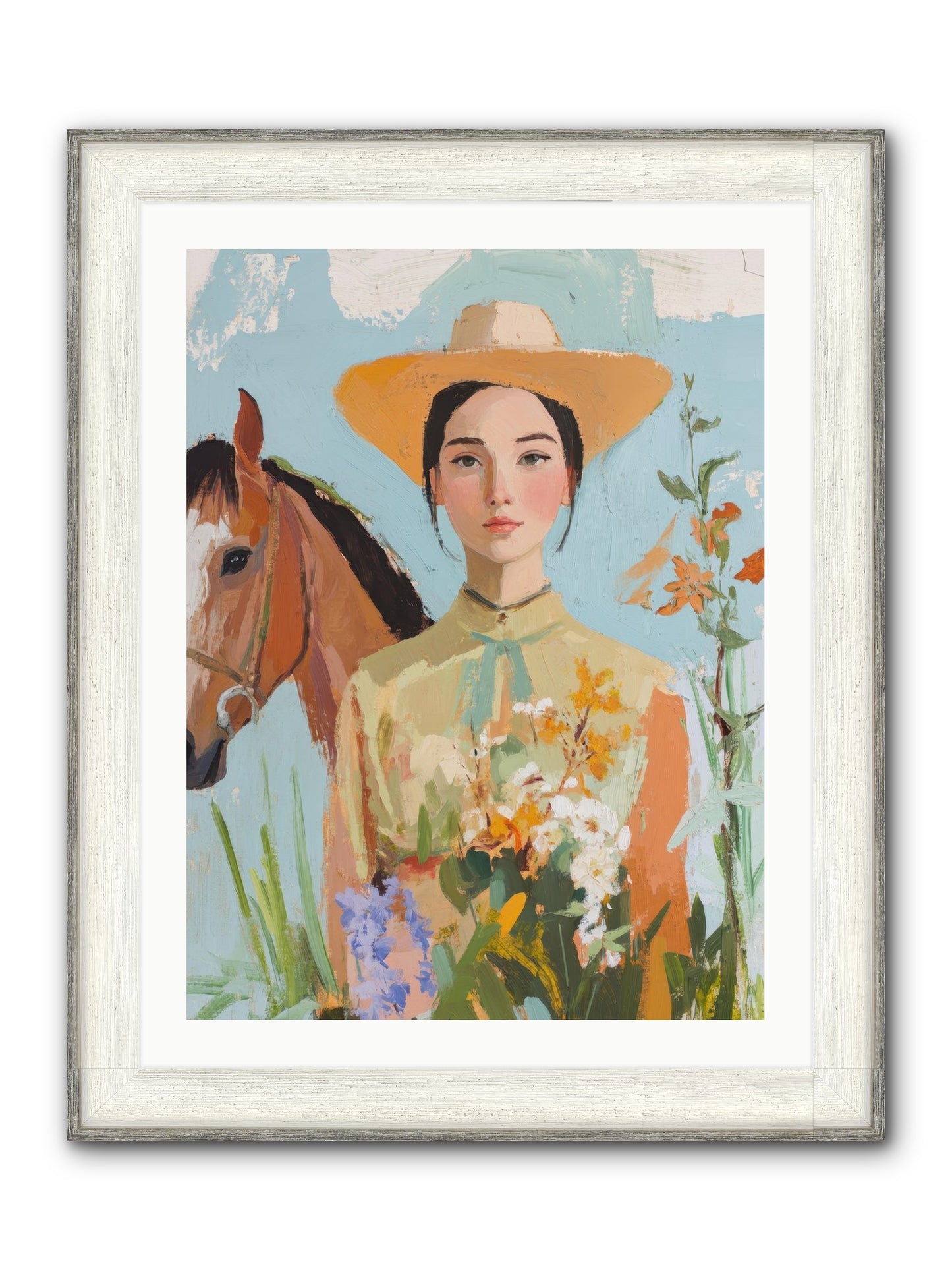 Western Mosaic Framed Print - Driftwood White 24x32