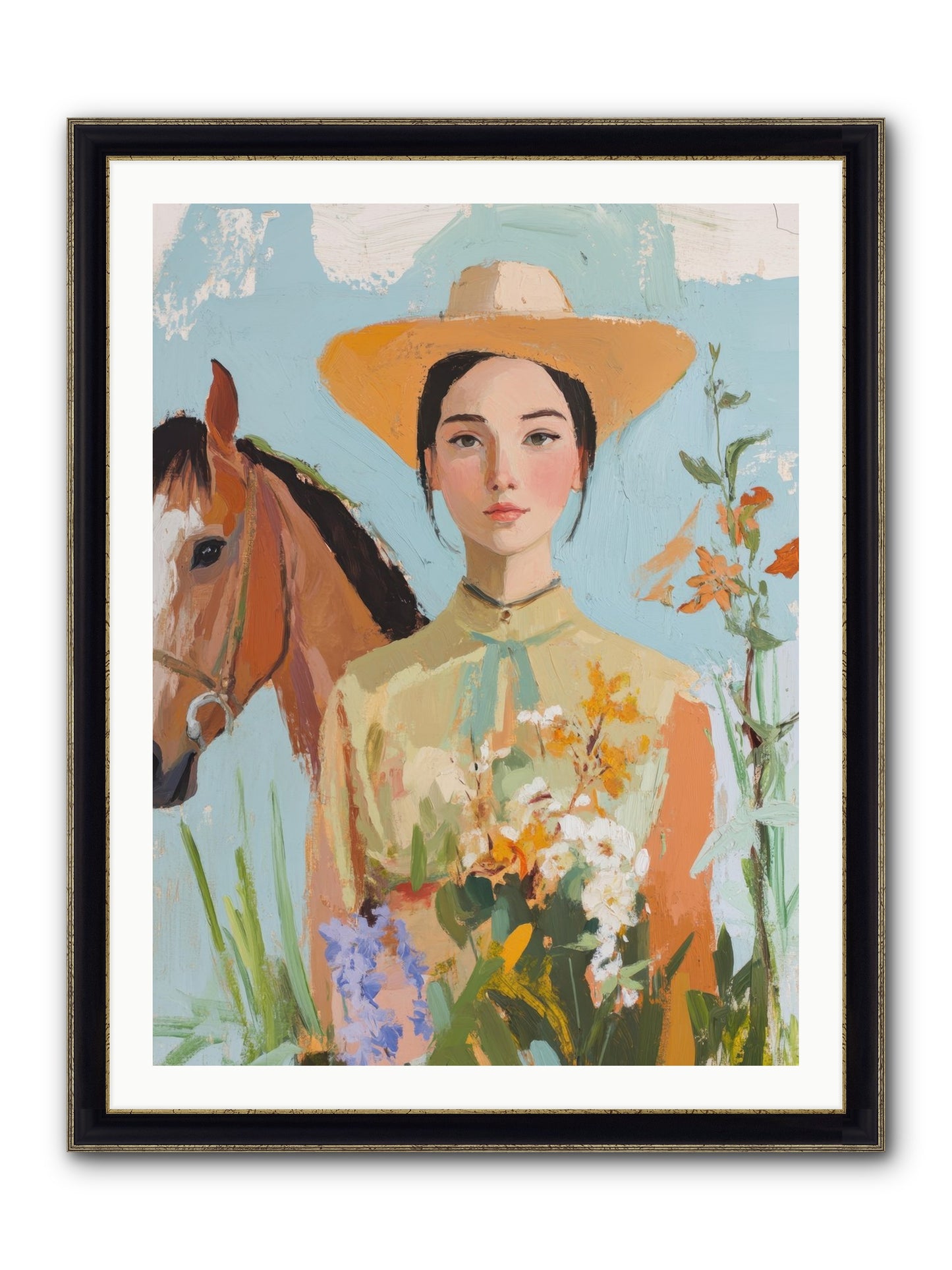 Western Mosaic Framed Print - Black & Gold 30x40