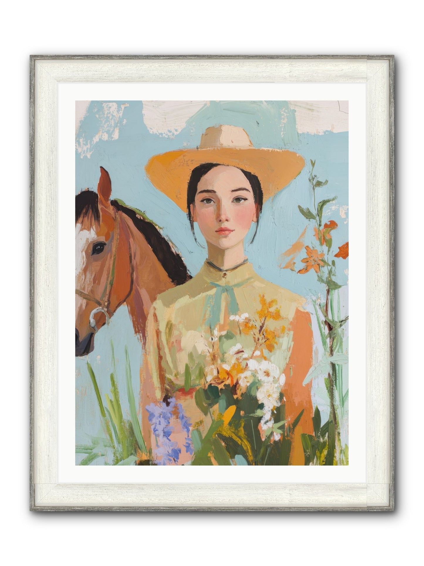 Western Mosaic Framed Print - Driftwood White 30x40
