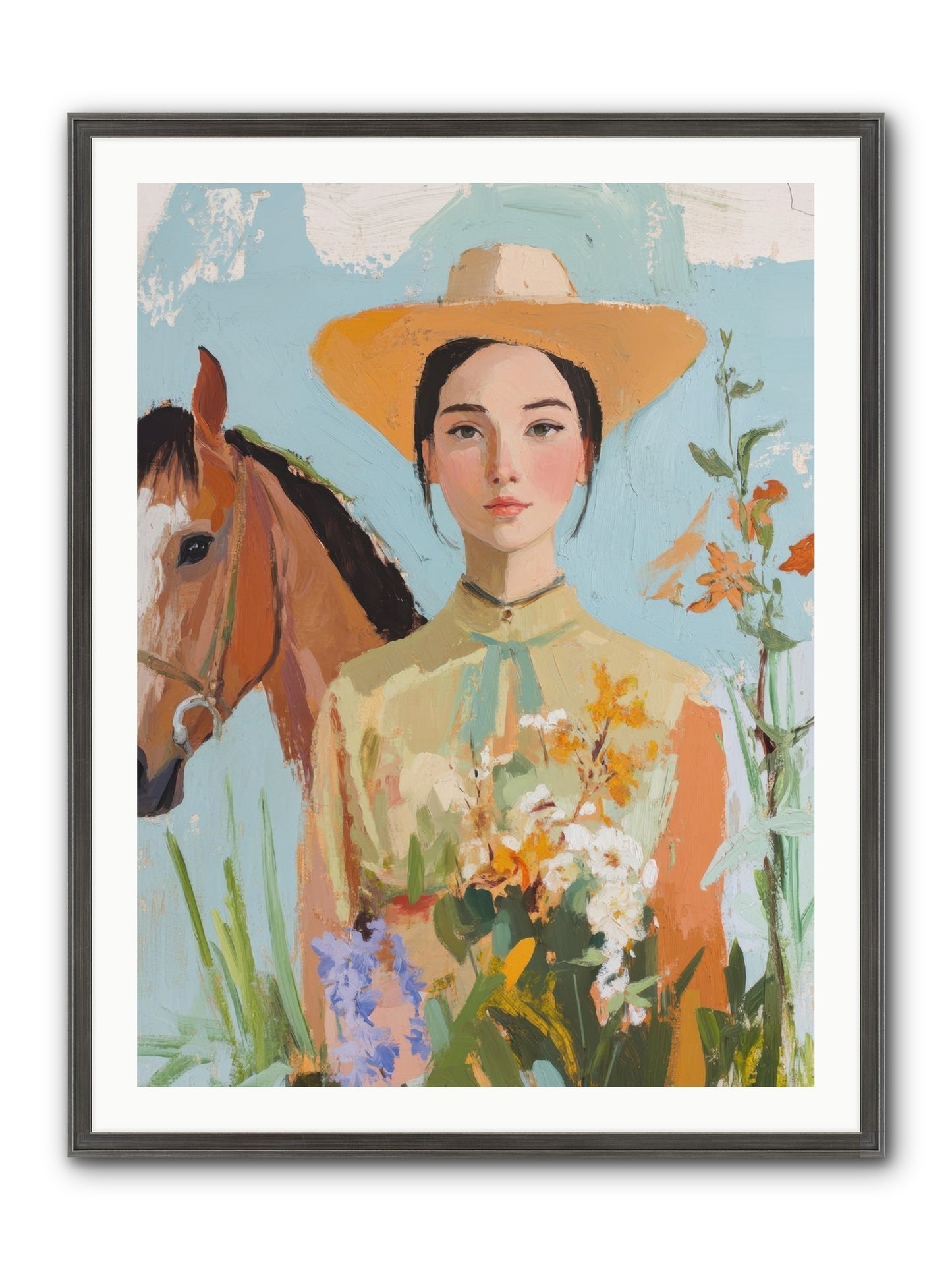 Western Mosaic Framed Print - Slimwoods Black/Silver 30x40