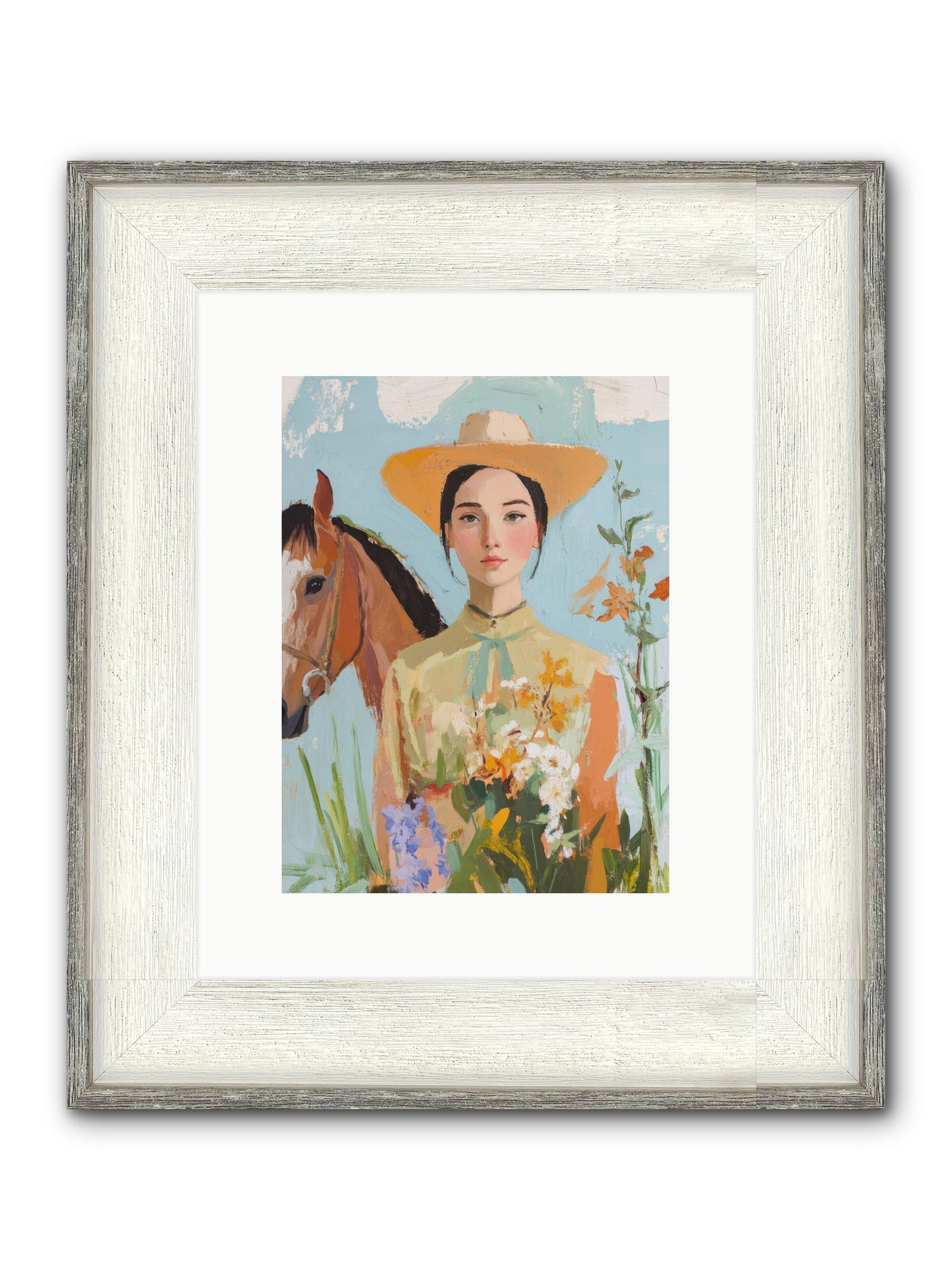 Western Mosaic Framed Print - Driftwood White 9x12