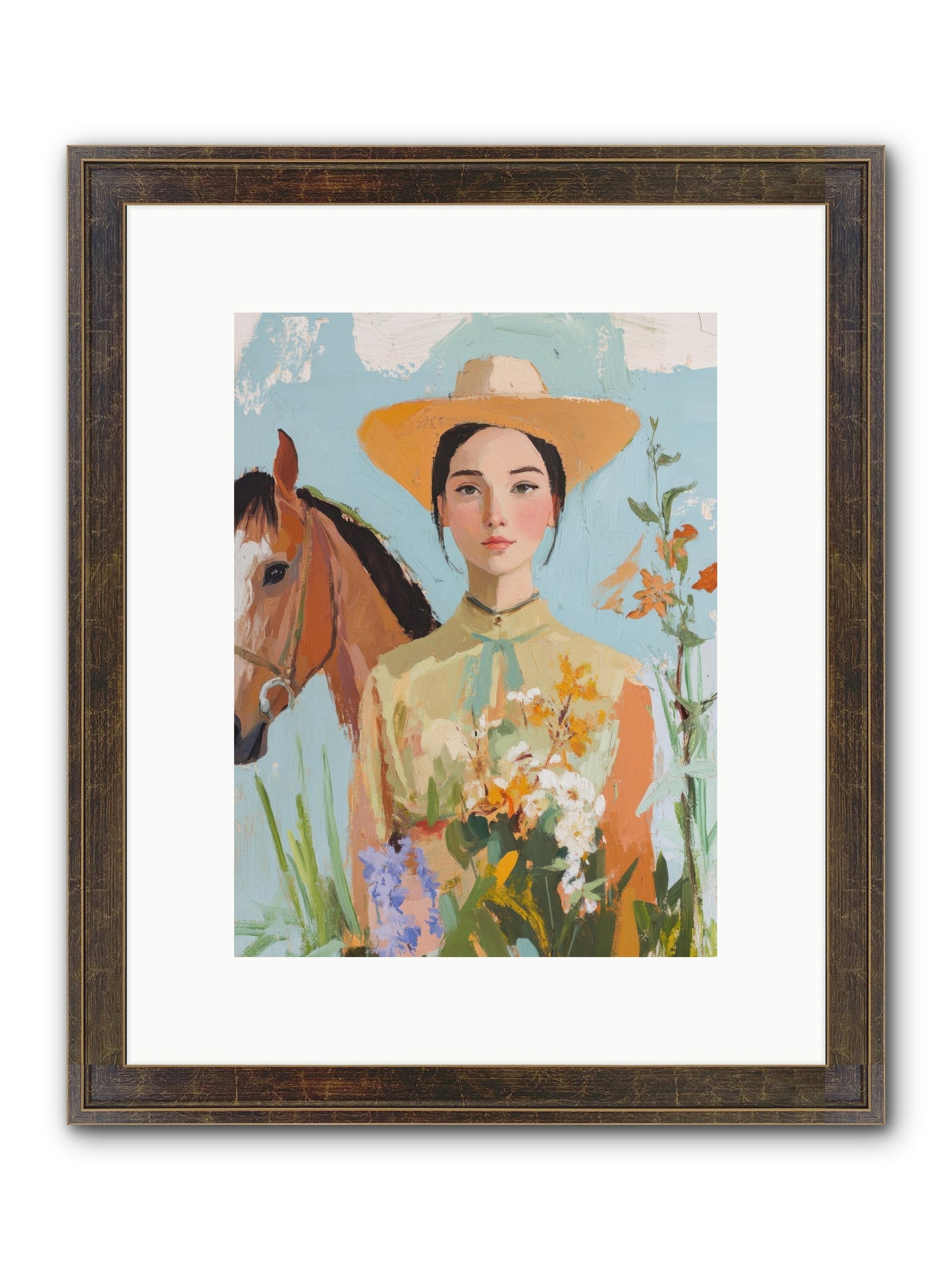 Western Mosaic Framed Print - Slimwoods Black/Gold 9x12