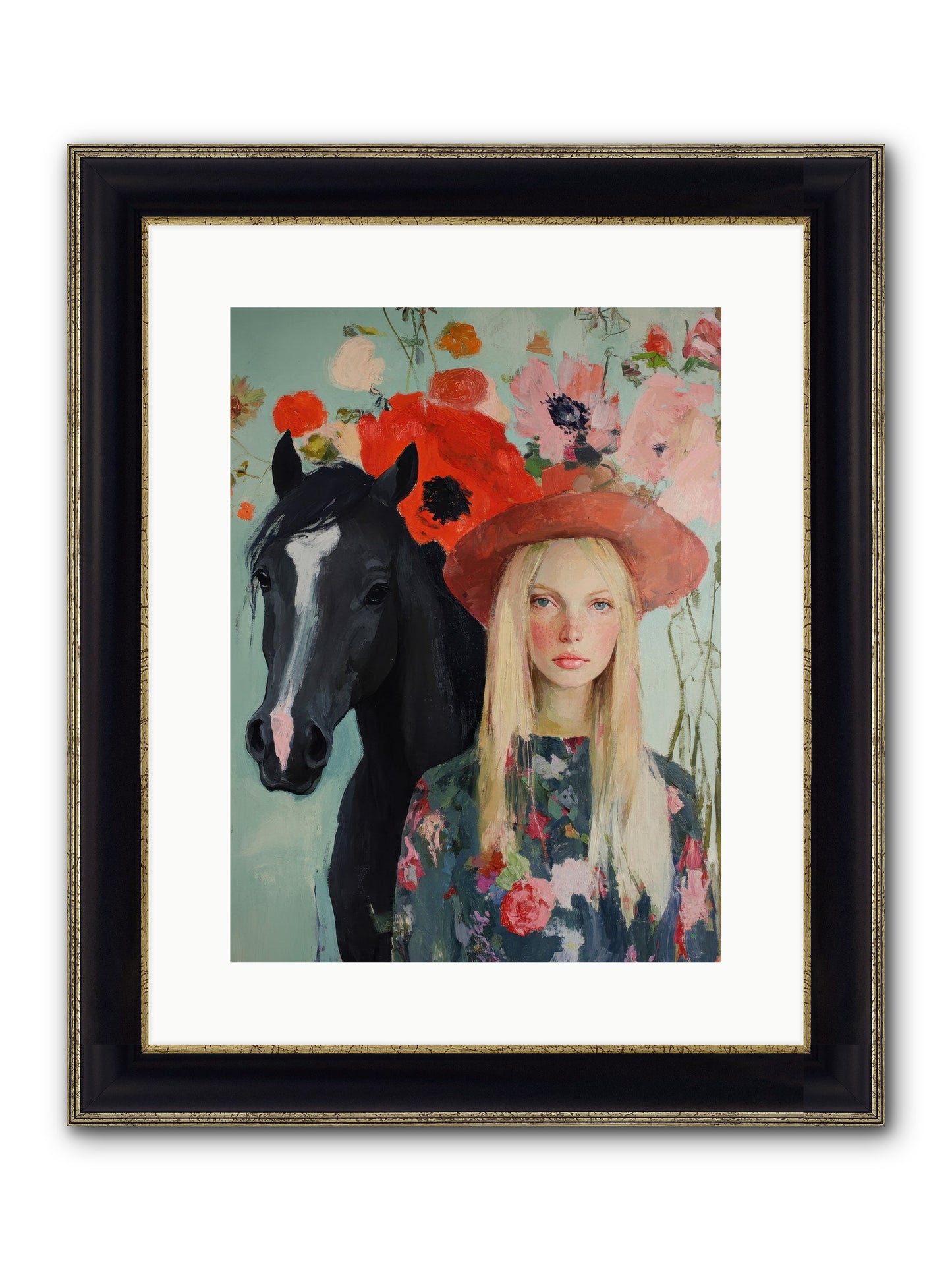 Western Muse Framed Print - Black & Gold 12x16