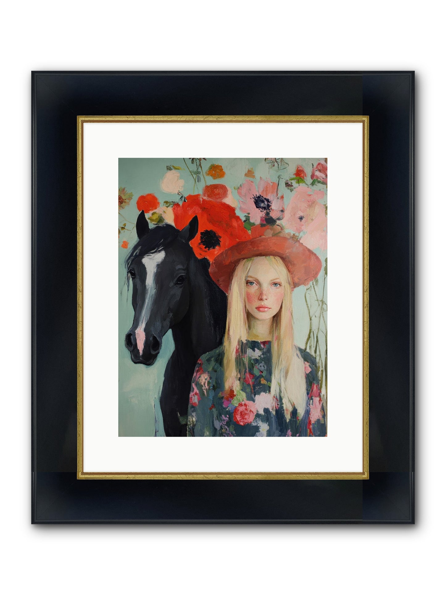 Western Muse Framed Print - Wide Black w/Gold 12x16