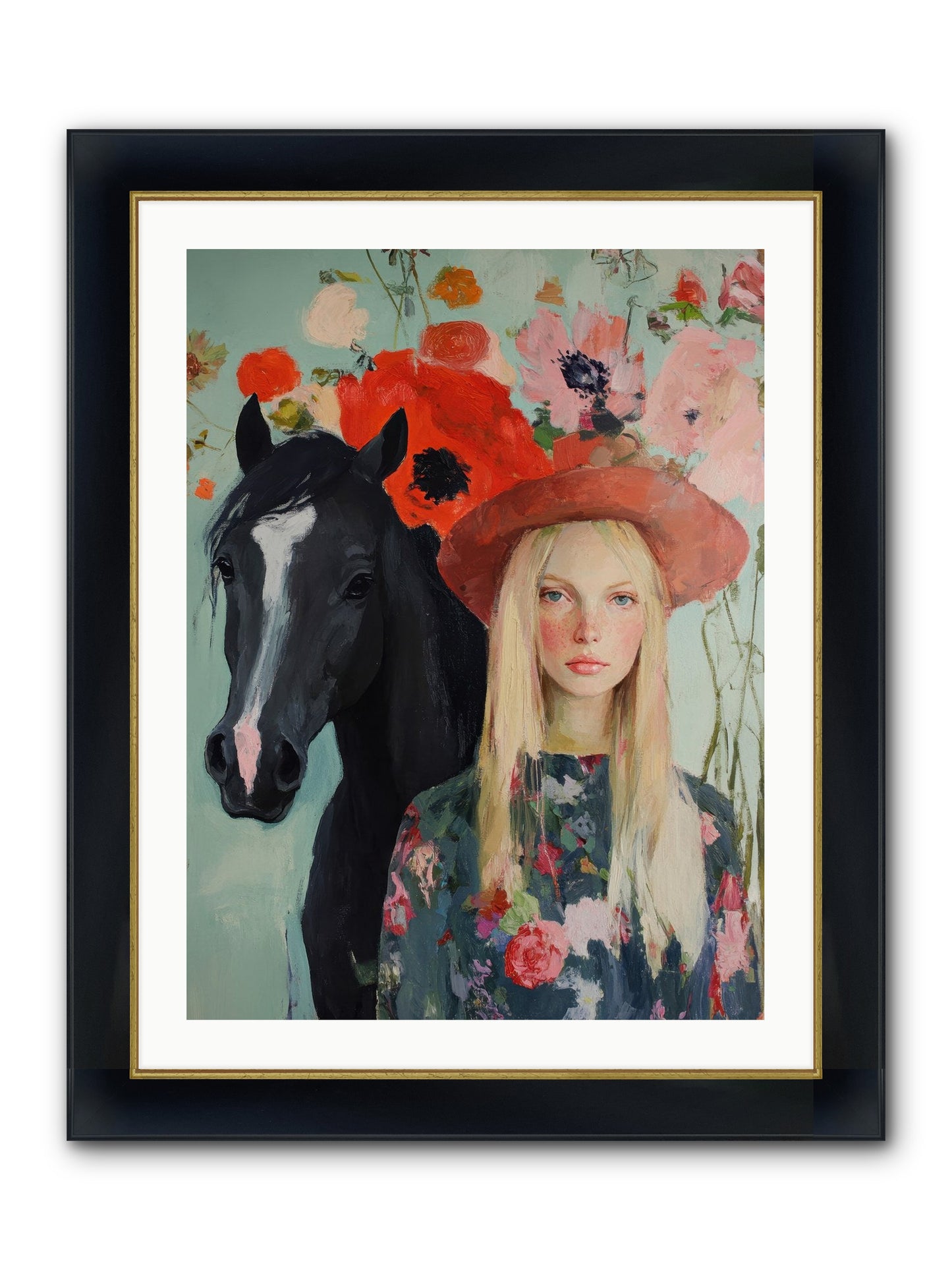 Western Muse Framed Print - Wide Black w/Gold 24x32