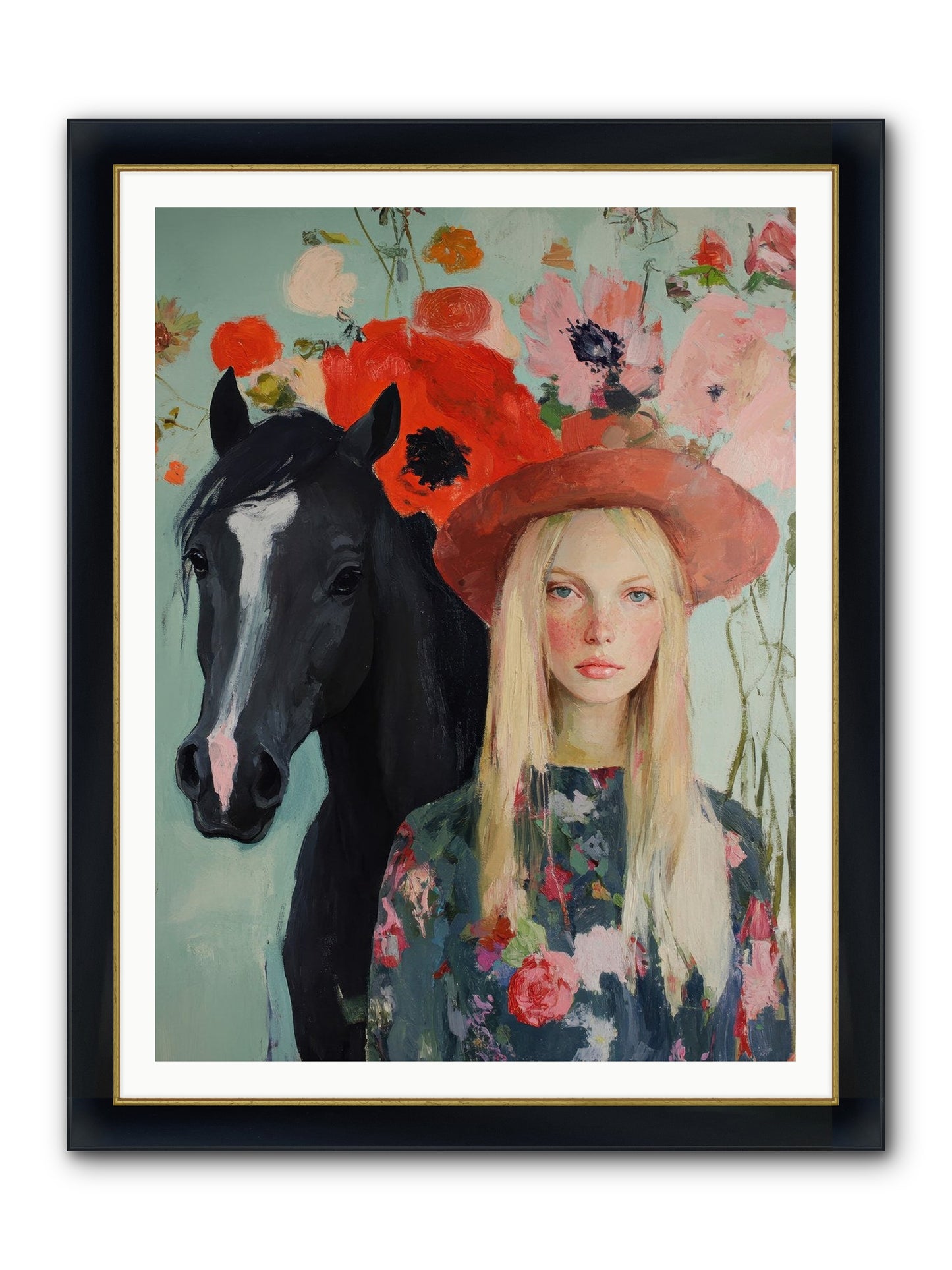 Western Muse Framed Print - Wide Black w/Gold 36x48