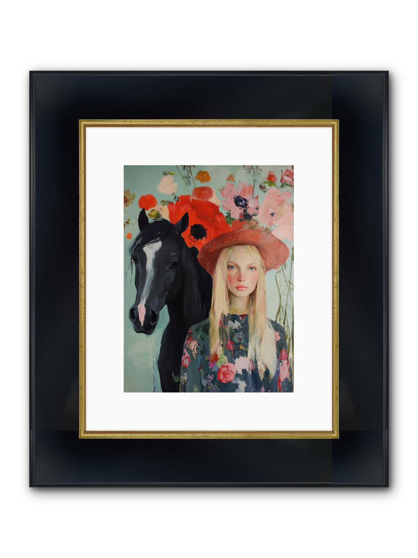 Western Muse Framed Print - Wide Black w/Gold 9x12