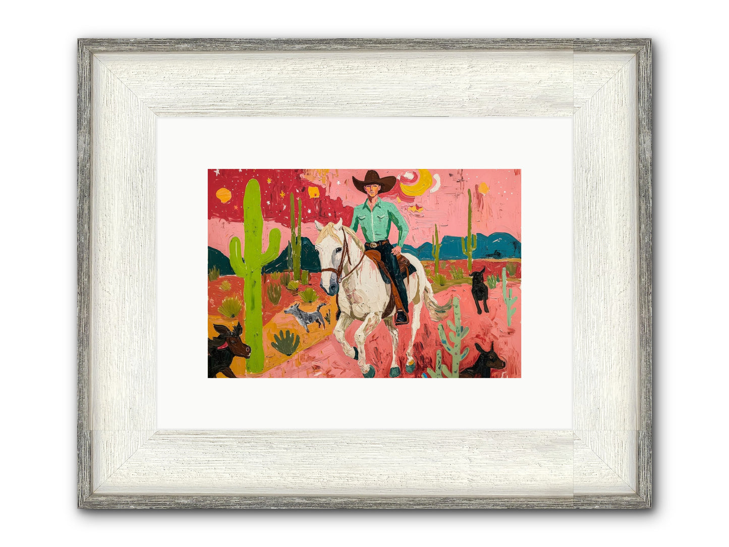 Western Rose Framed Print - Driftwood White 12x8