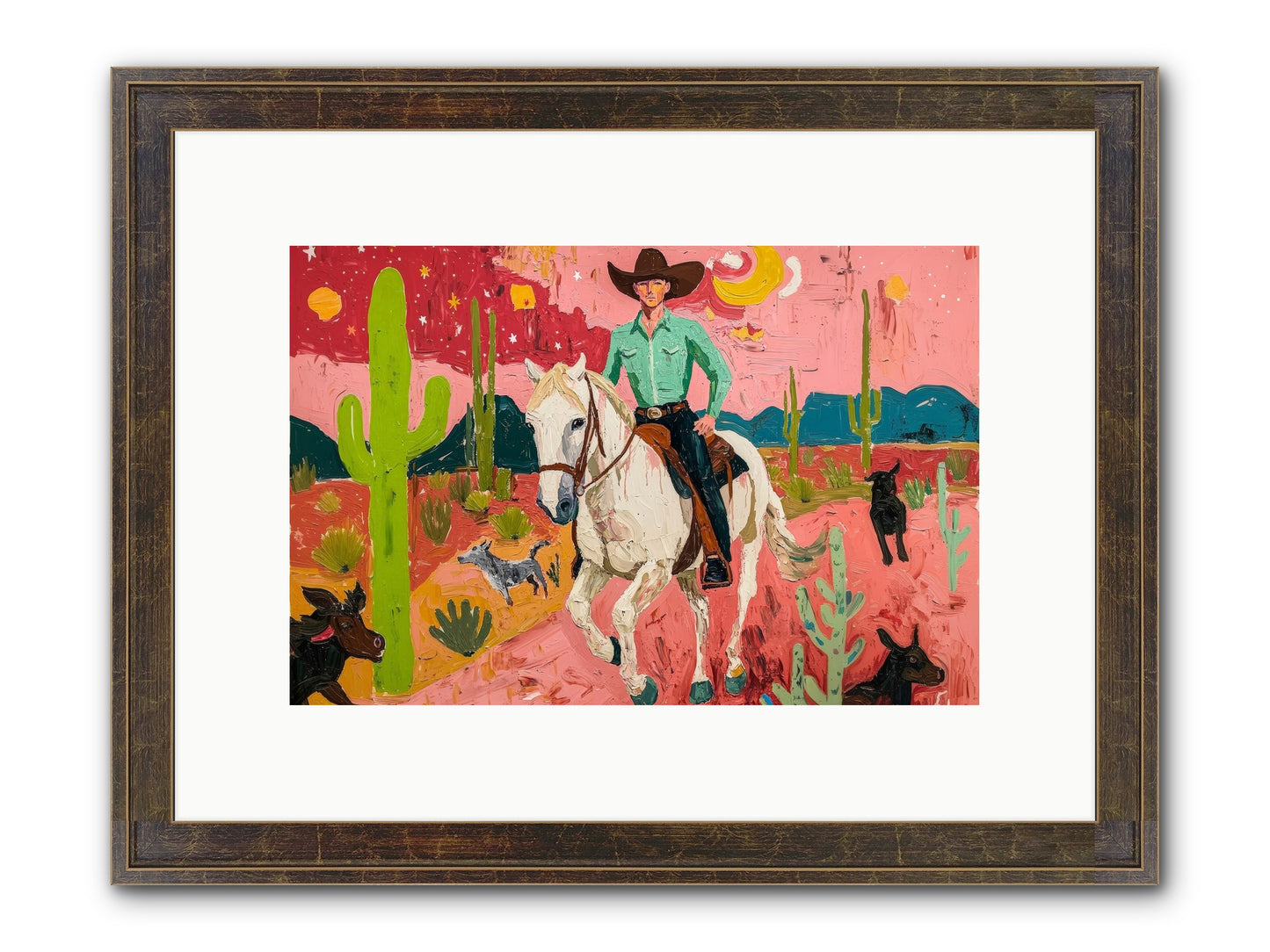 Western Rose Framed Print - Slimwoods Black/Gold 12x8