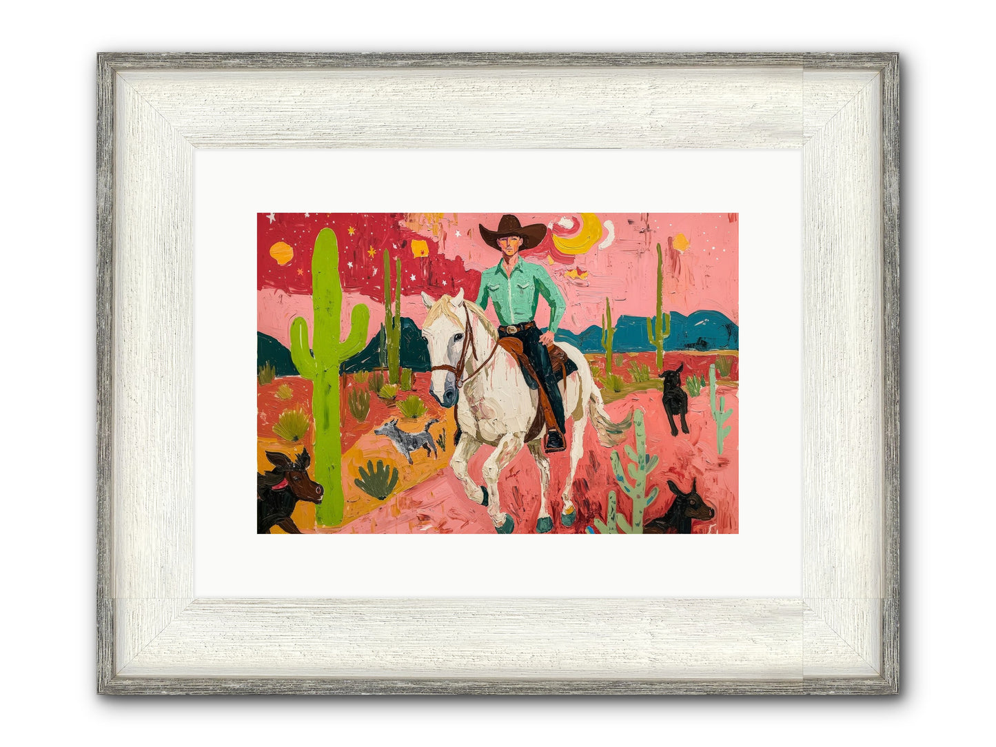 Western Rose Framed Print - Driftwood White 15x10