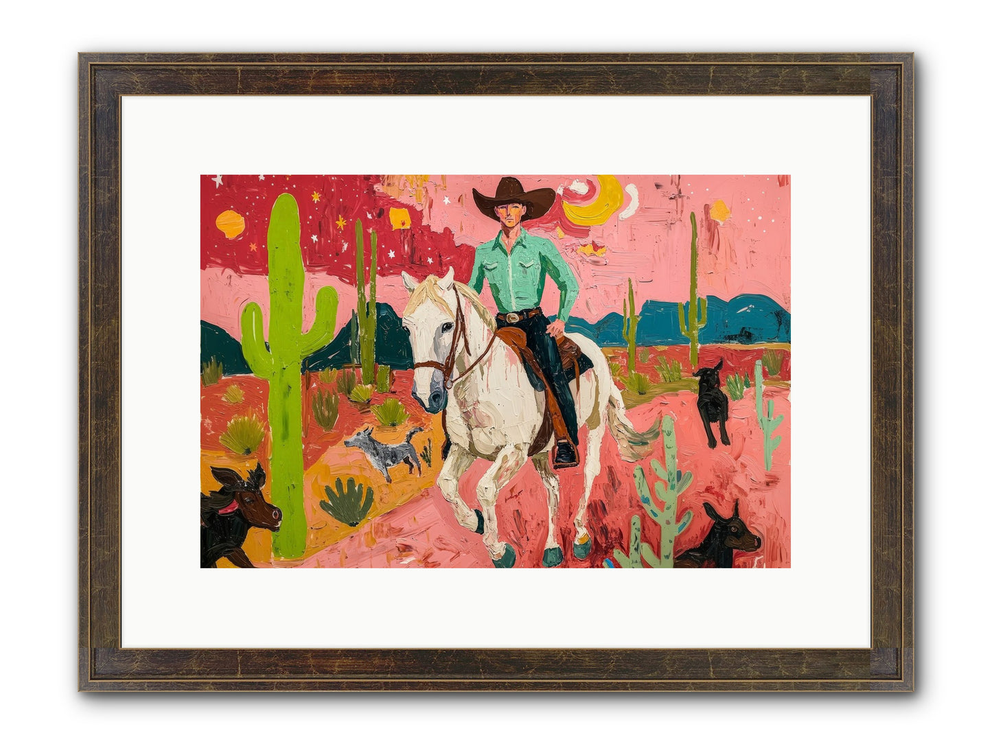 Western Rose Framed Print - Slimwoods Black/Gold 15x10