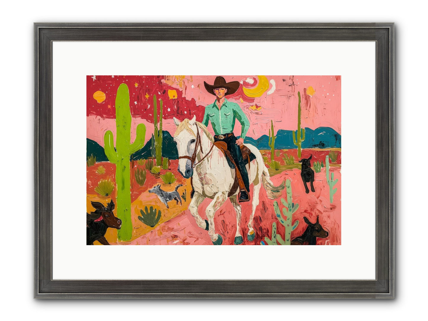 Western Rose Framed Print - Slimwoods Black/Silver 15x10